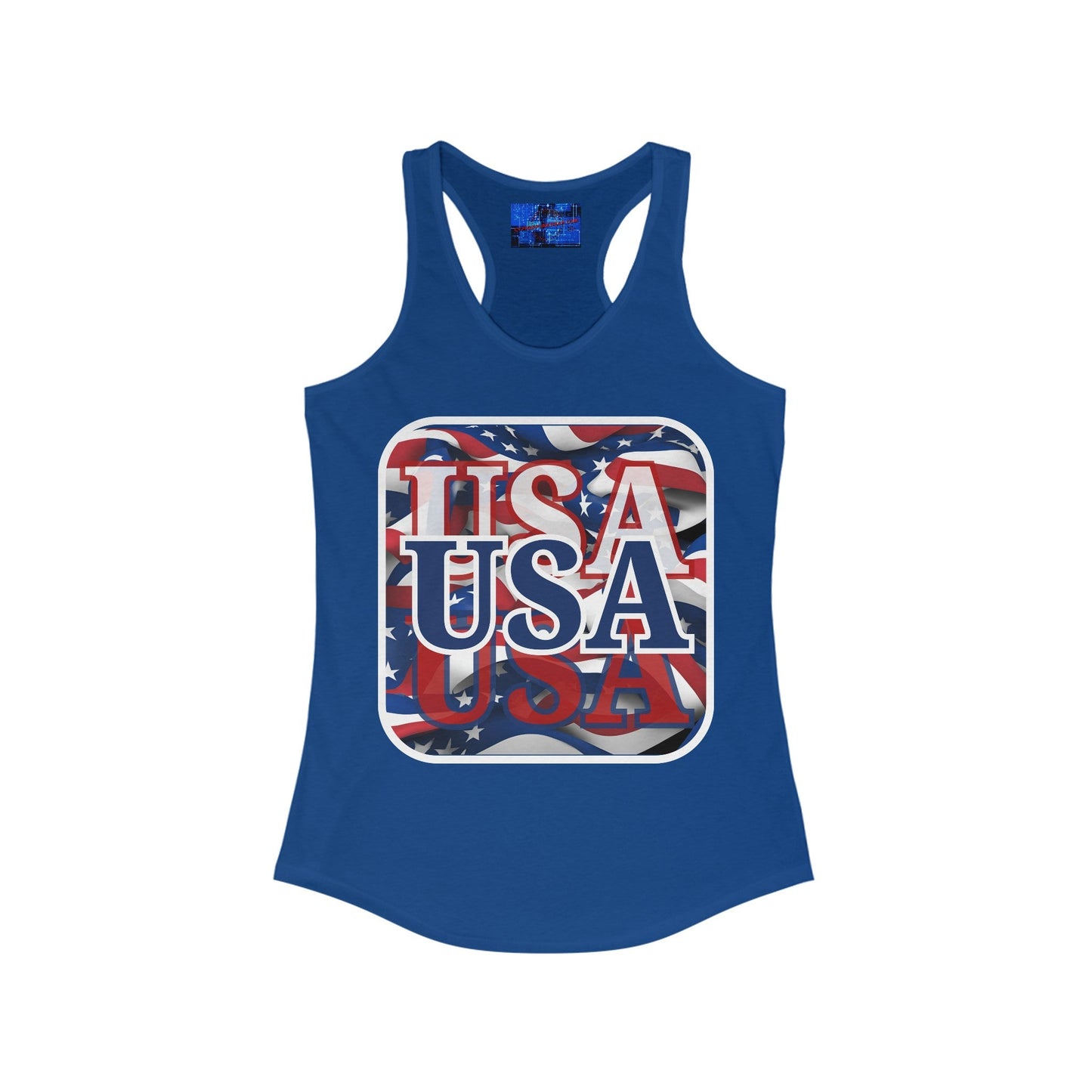 Red White and BLUE USA Patriot Women's Racerback Tank Top by cypherpunkgear – cypherpunkgear.com | Cypherpunk Merch