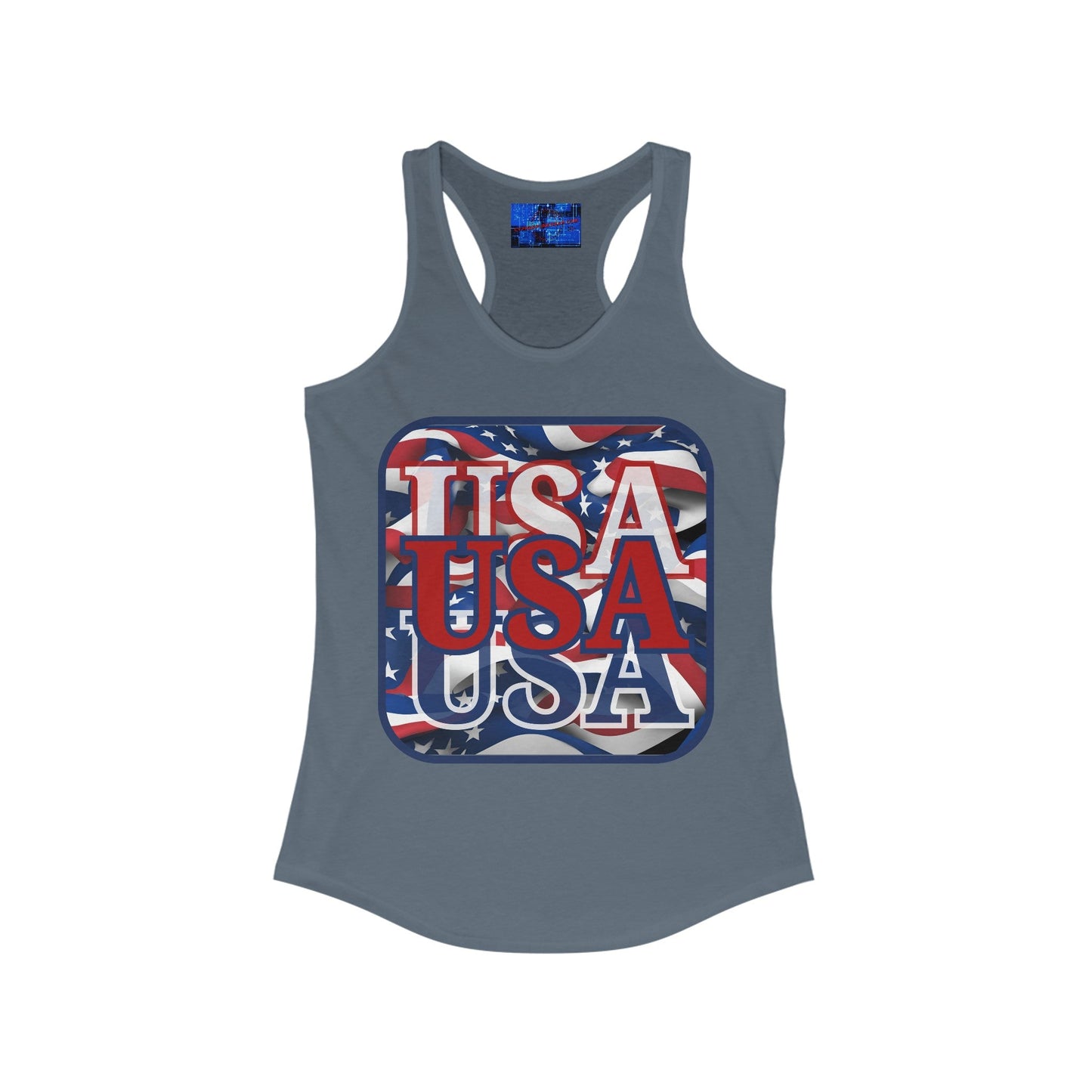 RED White and Blue USA Patriot Women's Racerback Tank Top by cypherpunkgear – cypherpunkgear.com | Cypherpunk Merch