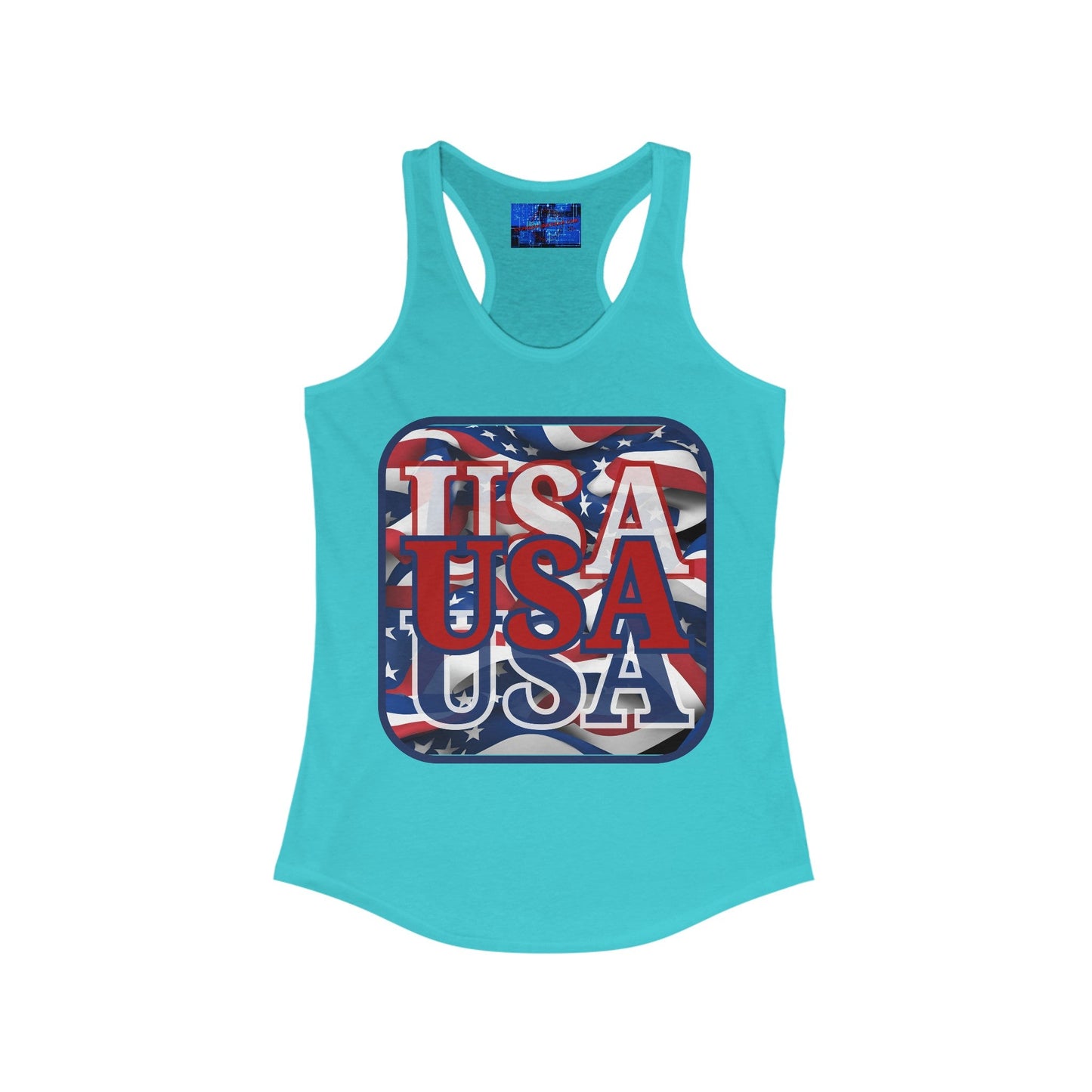 RED White and Blue USA Patriot Women's Racerback Tank Top by cypherpunkgear – cypherpunkgear.com | Cypherpunk Merch
