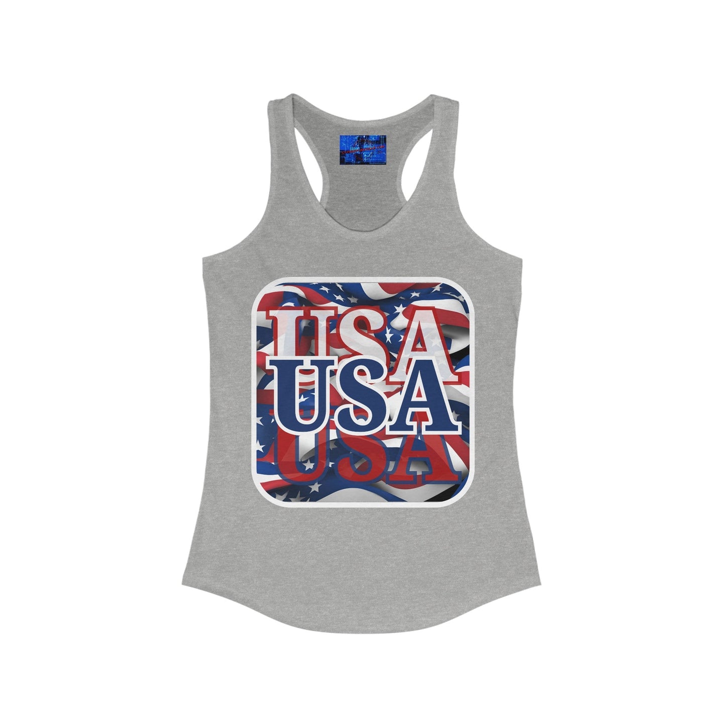 Red White and BLUE USA Patriot Women's Racerback Tank Top by cypherpunkgear – cypherpunkgear.com | Cypherpunk Merch