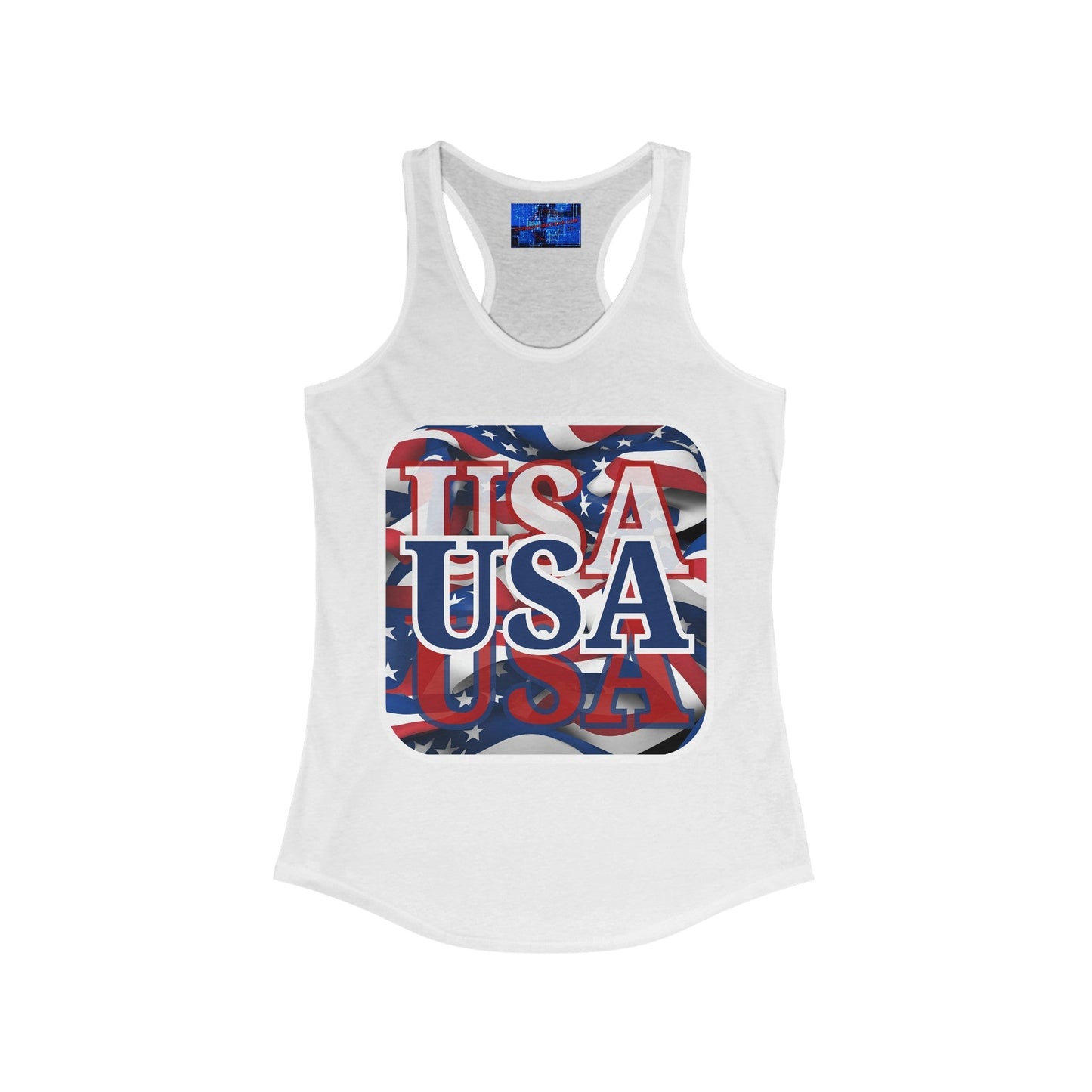 Red White and BLUE USA Patriot Women's Racerback Tank Top by cypherpunkgear – cypherpunkgear.com | Cypherpunk Merch