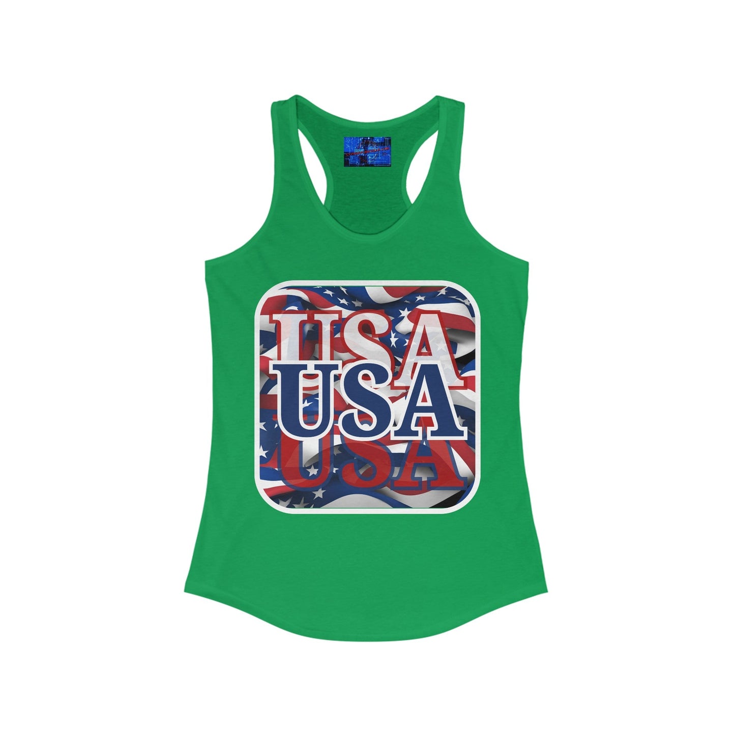 Red White and BLUE USA Patriot Women's Racerback Tank Top by cypherpunkgear – cypherpunkgear.com | Cypherpunk Merch
