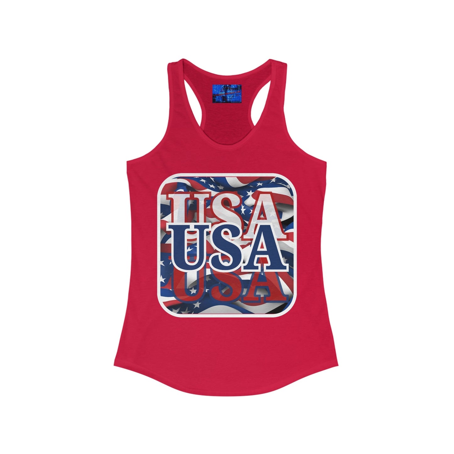 Red White and BLUE USA Patriot Women's Racerback Tank Top by cypherpunkgear – cypherpunkgear.com | Cypherpunk Merch