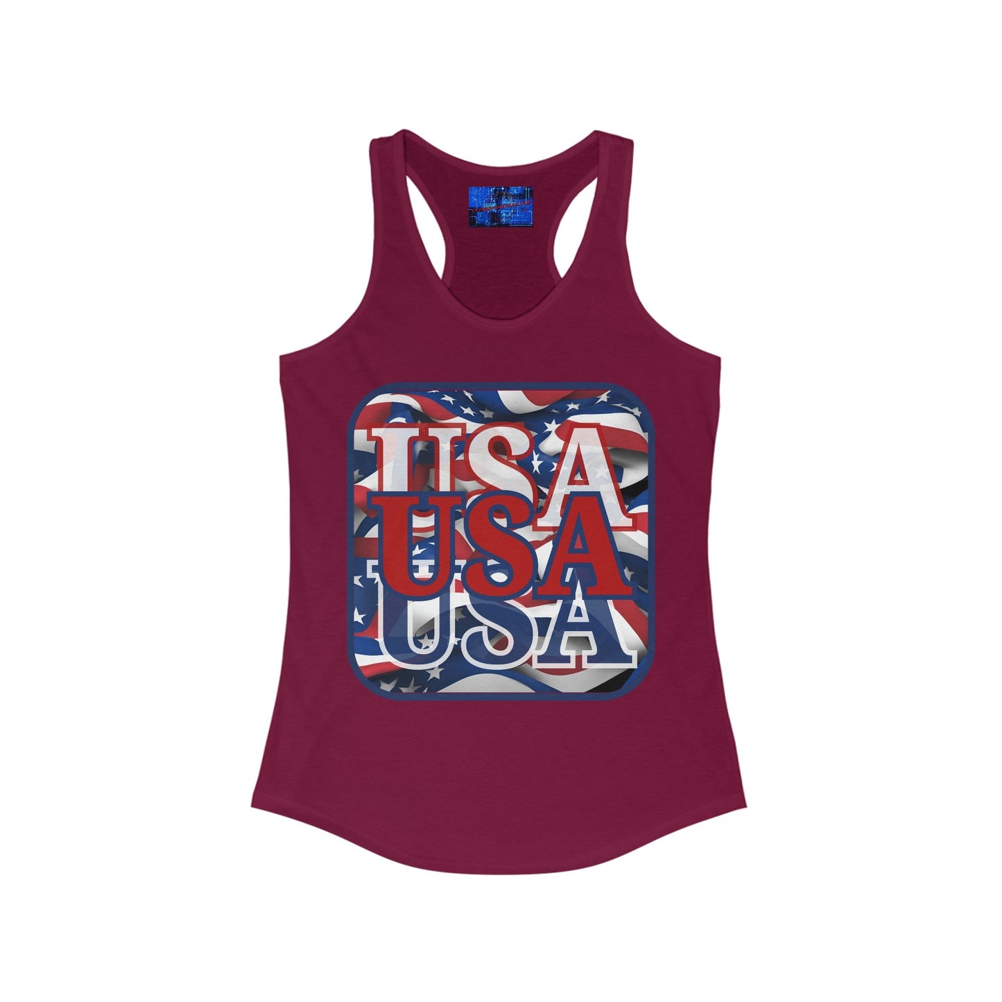 RED White and Blue USA Patriot Women's Racerback Tank Top by cypherpunkgear – cypherpunkgear.com | Cypherpunk Merch