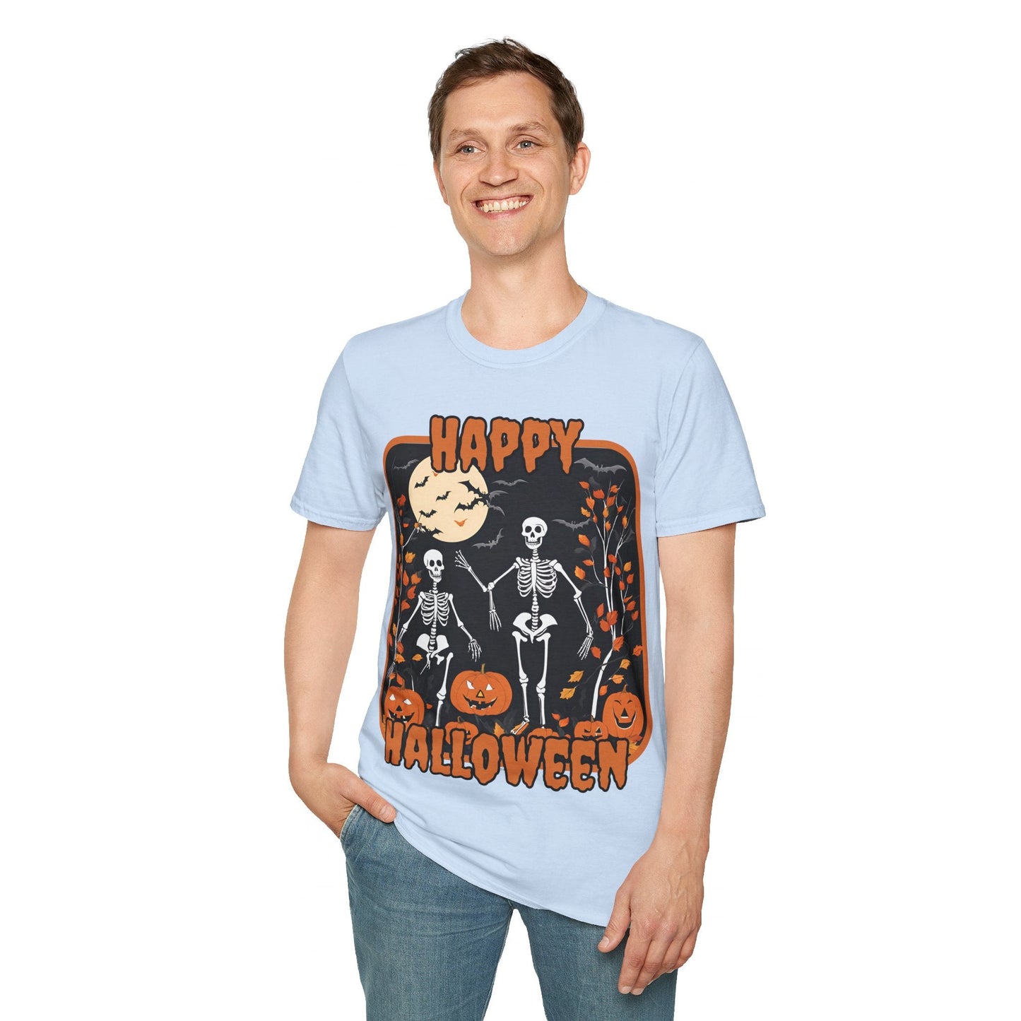 Spooktacular Skeletons of Halloween LTcolors Unisex T-shirt by cypherpunkgear – cypherpunkgear.com | Cypherpunk Merch