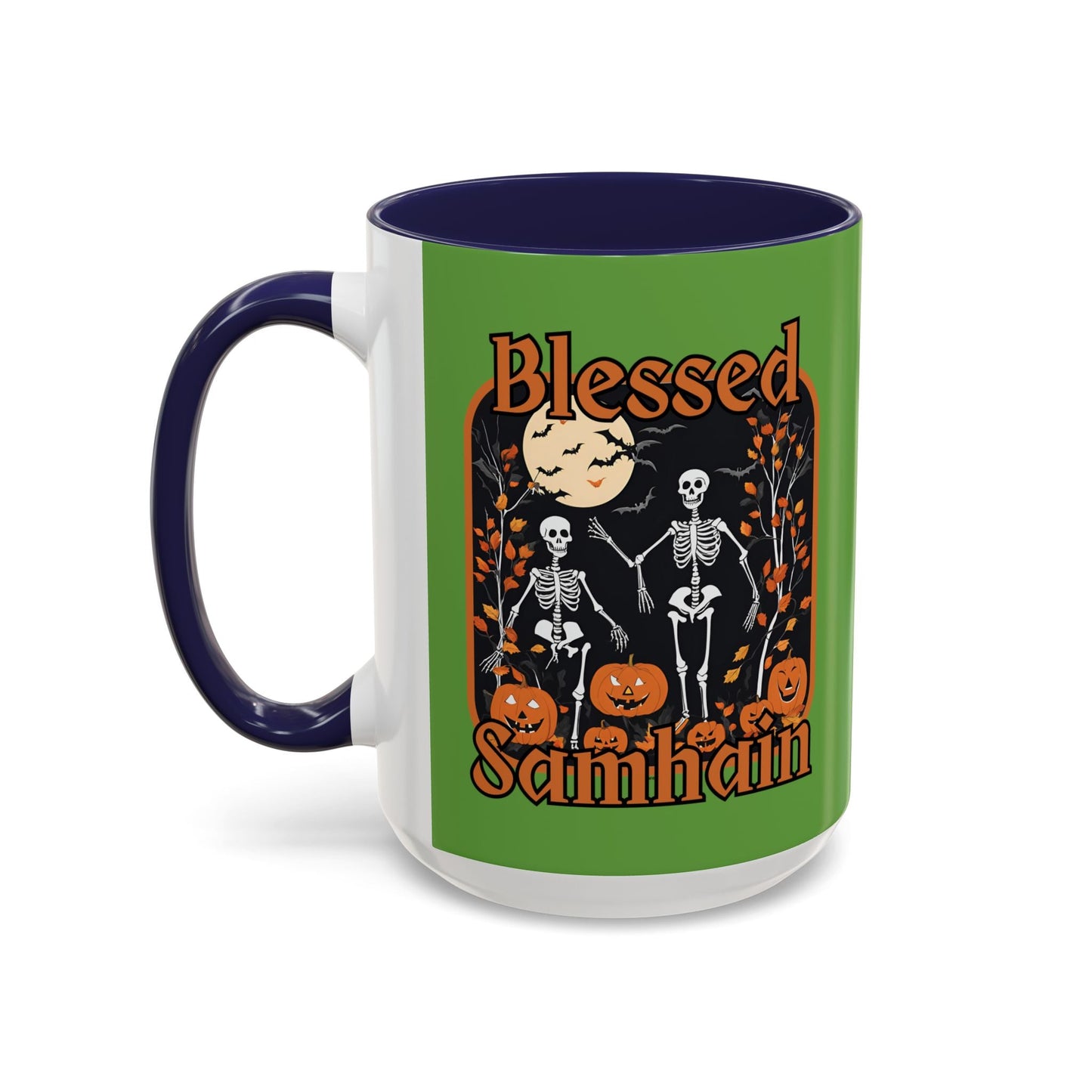 Spooktacular Skeletons of Samhain Accent Mug by cypherpunkgear – cypherpunkgear.com | Cypherpunk Merch