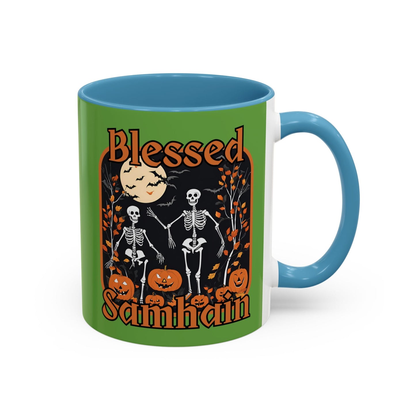 Spooktacular Skeletons of Samhain Accent Mug by cypherpunkgear – cypherpunkgear.com | Cypherpunk Merch