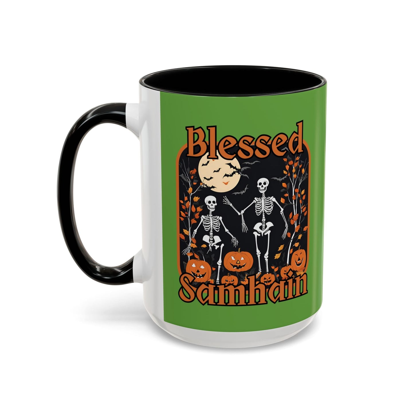Spooktacular Skeletons of Samhain Accent Mug by cypherpunkgear – cypherpunkgear.com | Cypherpunk Merch