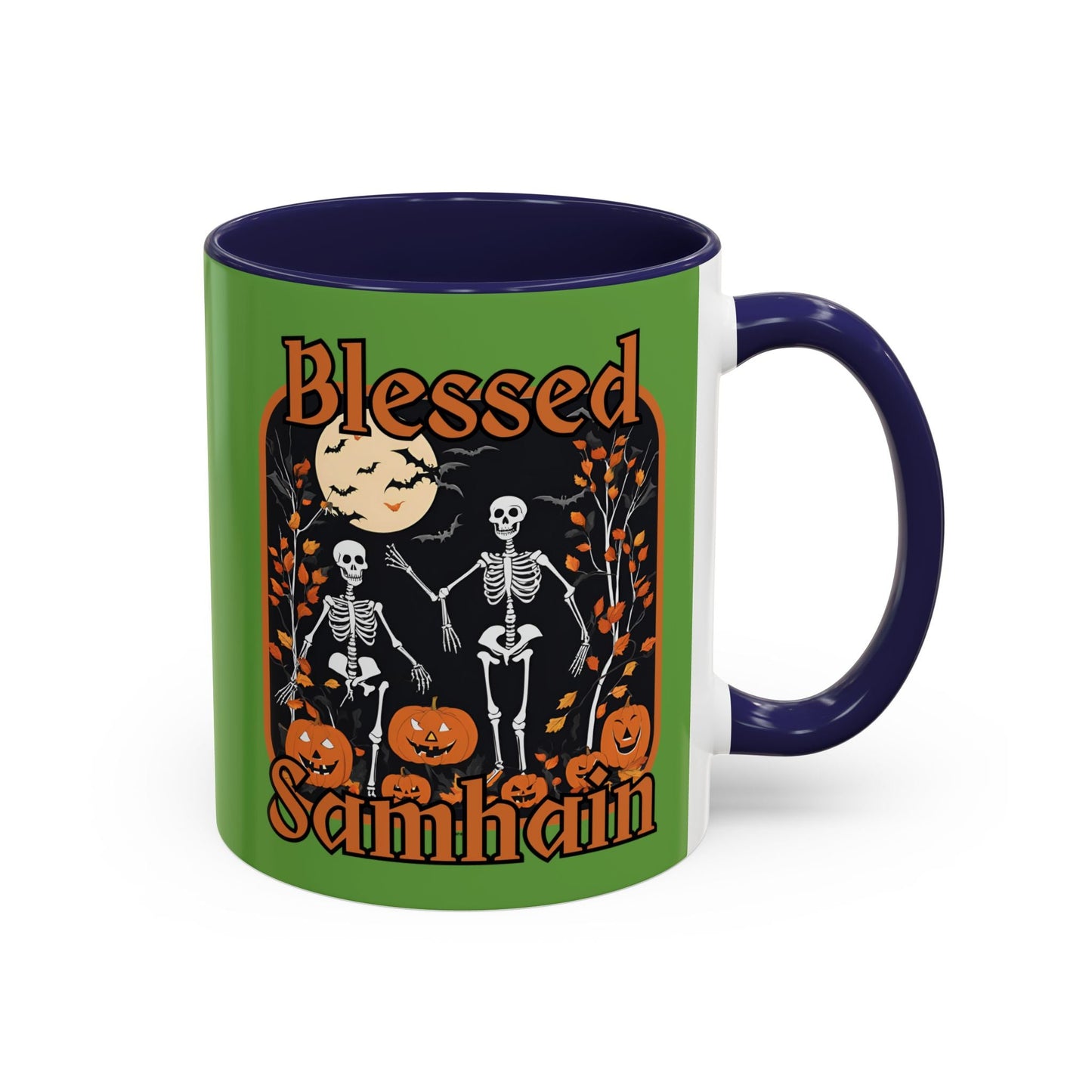 Spooktacular Skeletons of Samhain Accent Mug by cypherpunkgear – cypherpunkgear.com | Cypherpunk Merch