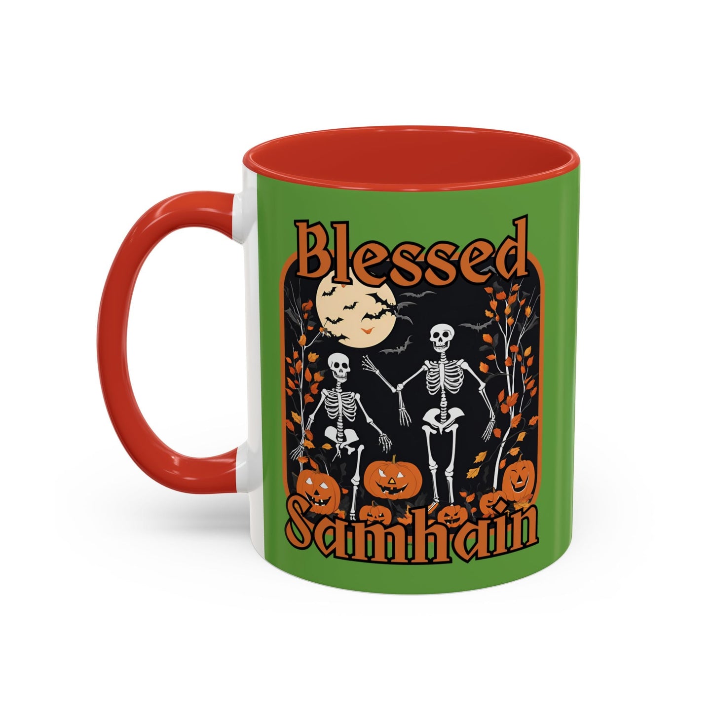 Spooktacular Skeletons of Samhain Accent Mug by cypherpunkgear – cypherpunkgear.com | Cypherpunk Merch