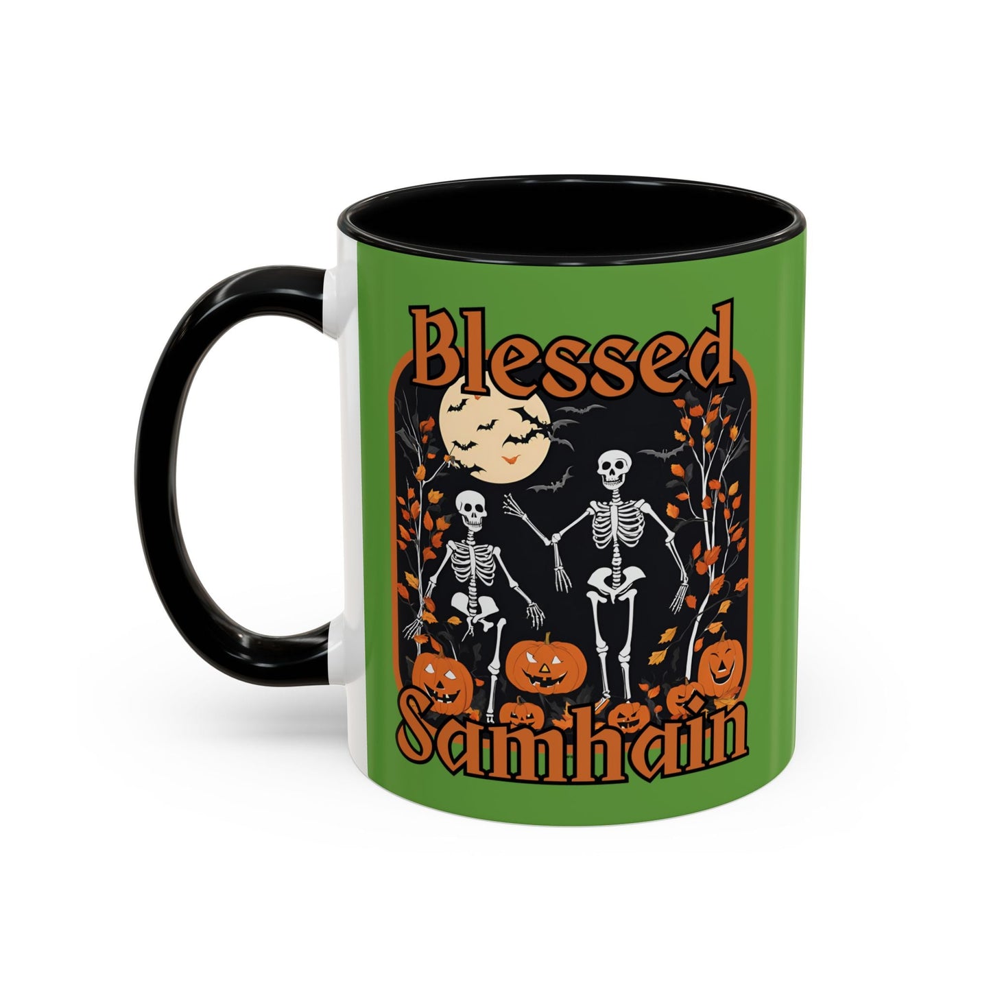 Spooktacular Skeletons of Samhain Accent Mug by cypherpunkgear – cypherpunkgear.com | Cypherpunk Merch