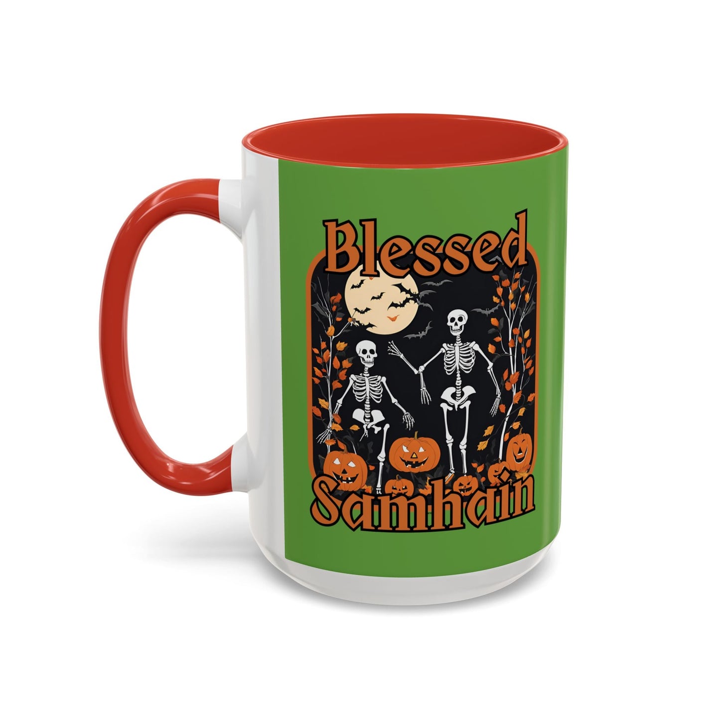 Spooktacular Skeletons of Samhain Accent Mug by cypherpunkgear – cypherpunkgear.com | Cypherpunk Merch