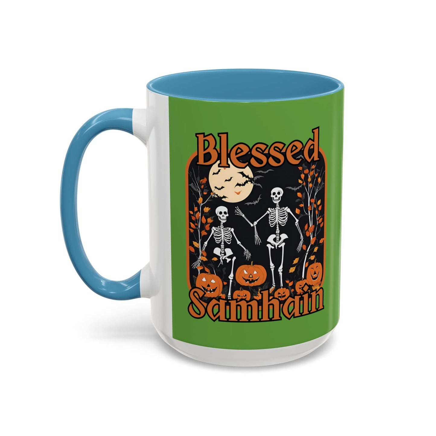 Spooktacular Skeletons of Samhain Accent Mug by cypherpunkgear – cypherpunkgear.com | Cypherpunk Merch