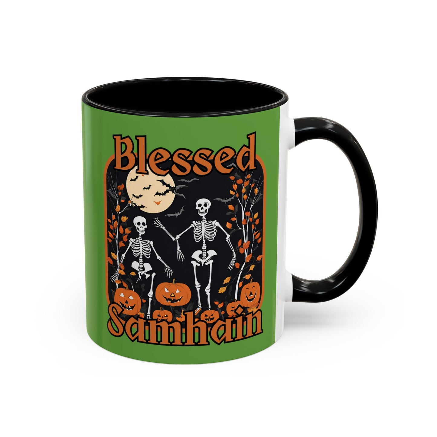 Spooktacular Skeletons of Samhain Accent Mug by cypherpunkgear – cypherpunkgear.com | Cypherpunk Merch