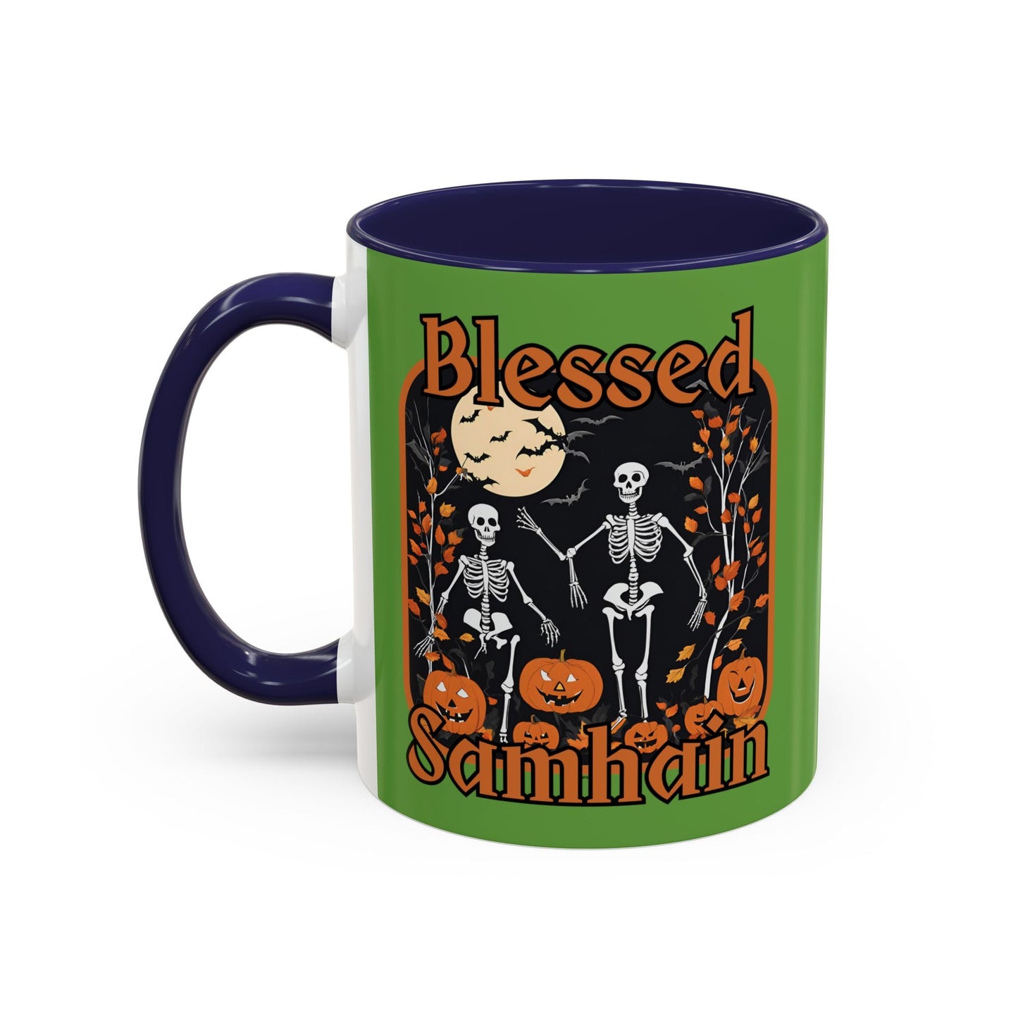 Spooktacular Skeletons of Samhain Accent Mug by cypherpunkgear – cypherpunkgear.com | Cypherpunk Merch