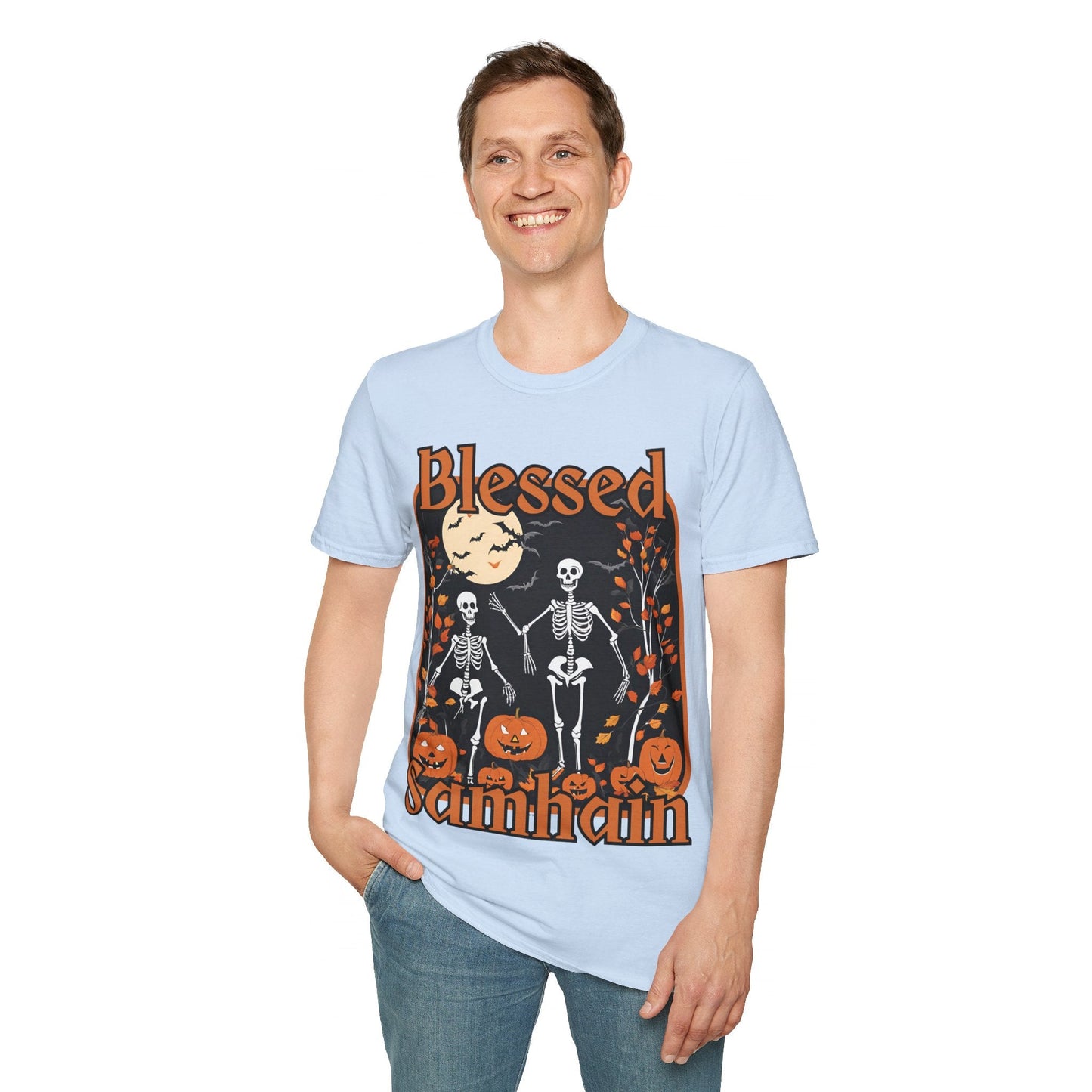 Spooktacular Skeletons of Samhain LTcolors Unisex T-Shirt by cypherpunkgear – cypherpunkgear.com | Cypherpunk Merch