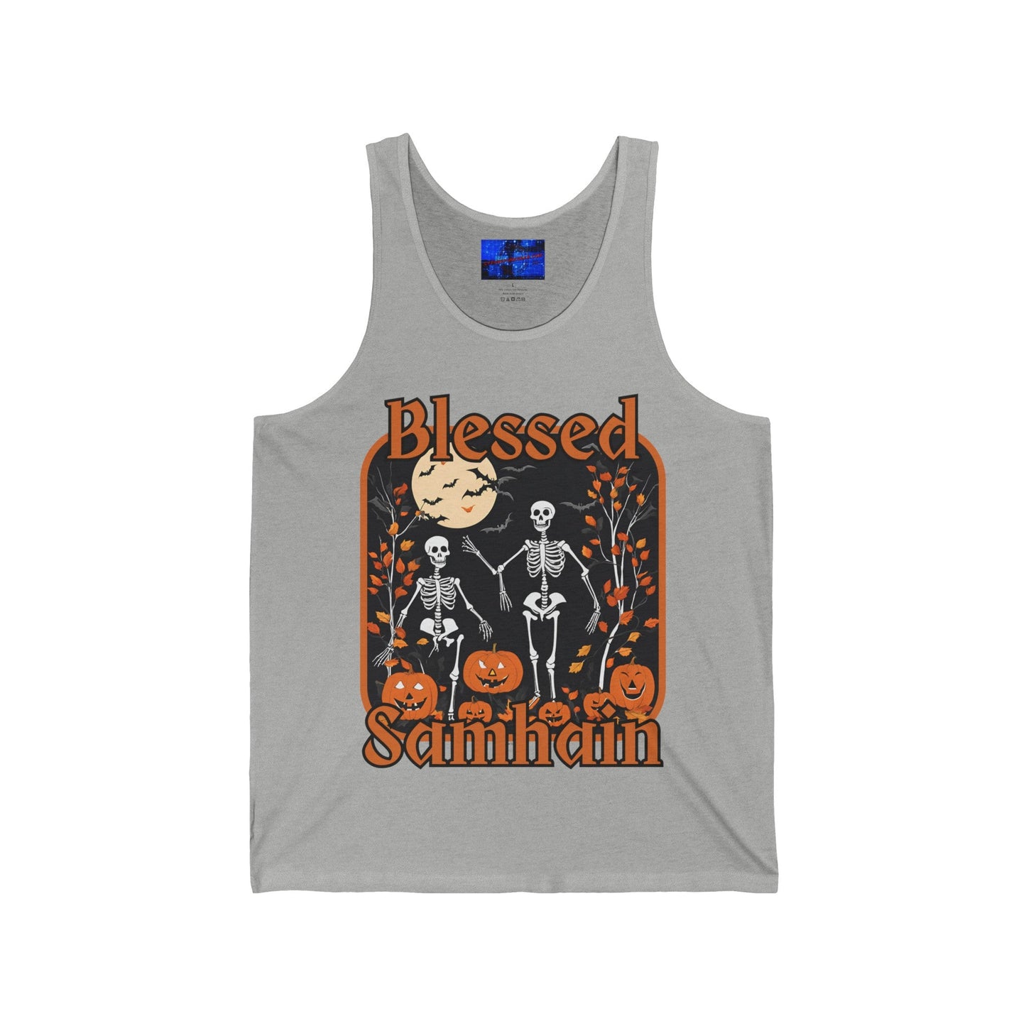Spooktacular Skeletons of Samhain Unisex Jersey Tank Top by cypherpunkgear – cypherpunkgear.com | Cypherpunk Merch