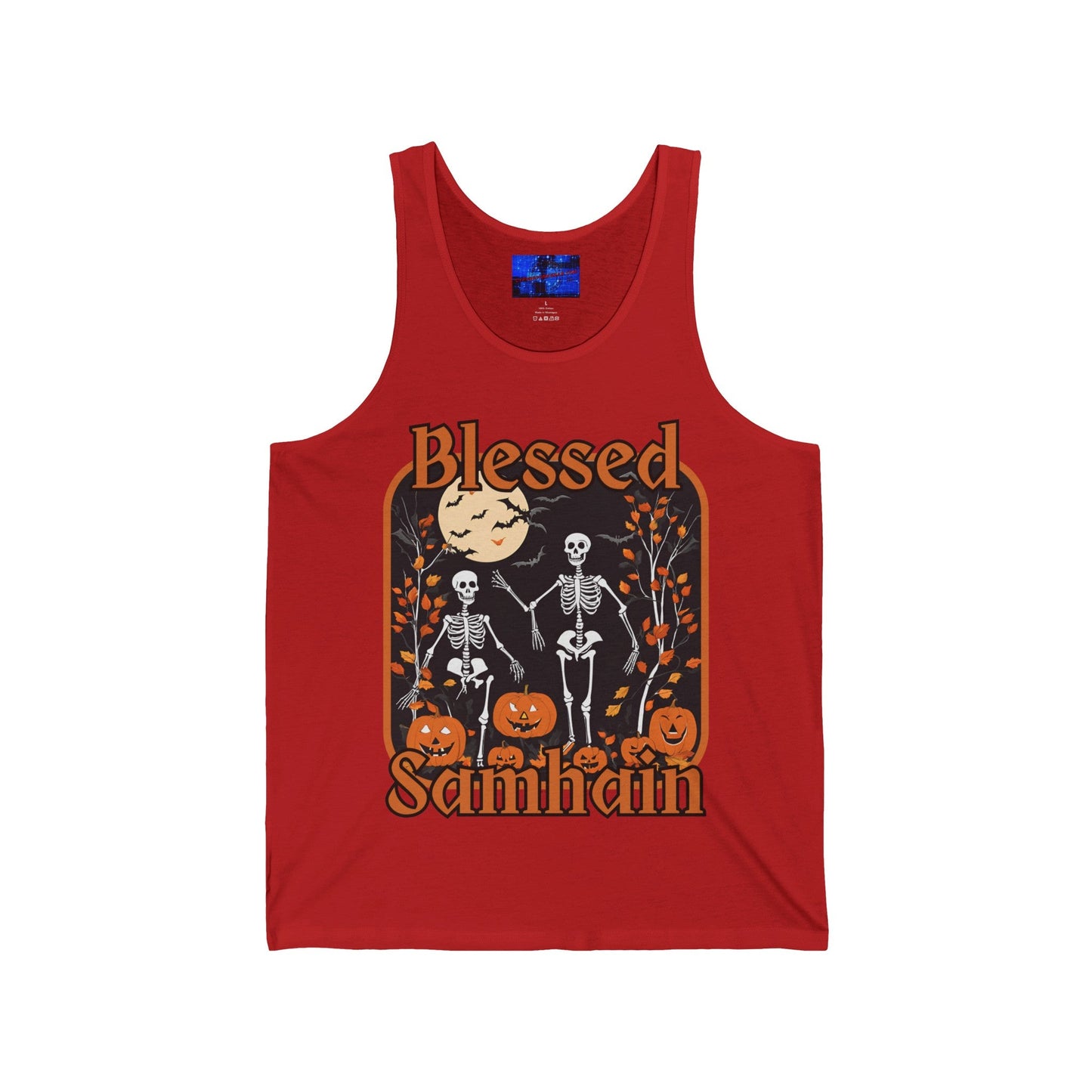 Spooktacular Skeletons of Samhain Unisex Jersey Tank Top by cypherpunkgear – cypherpunkgear.com | Cypherpunk Merch