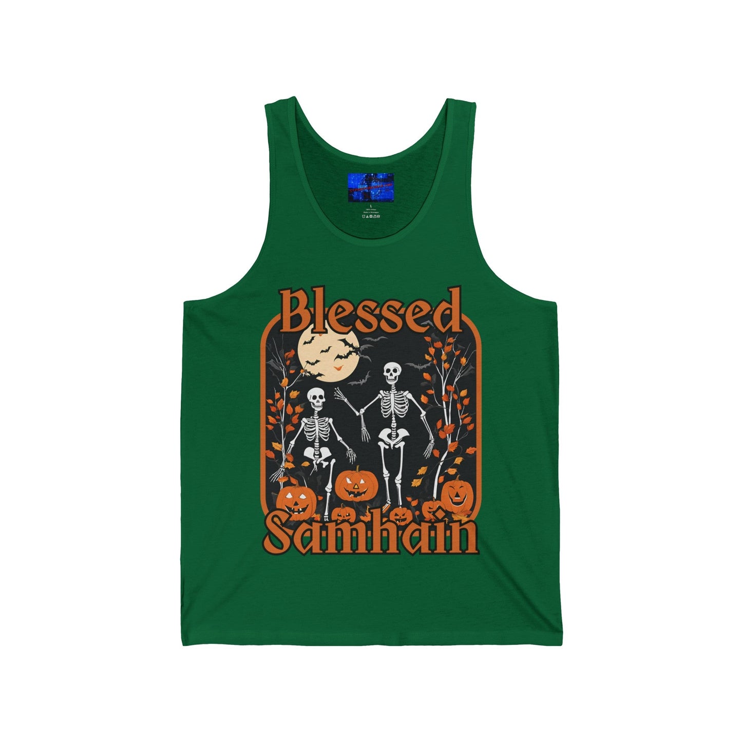 Spooktacular Skeletons of Samhain Unisex Jersey Tank Top by cypherpunkgear – cypherpunkgear.com | Cypherpunk Merch