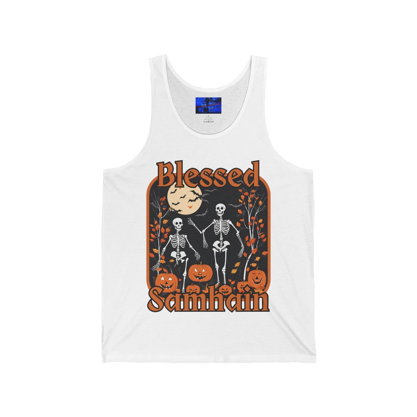 Spooktacular Skeletons of Samhain Unisex Jersey Tank Top by cypherpunkgear – cypherpunkgear.com | Cypherpunk Merch