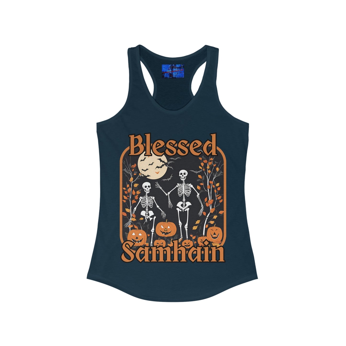 Spooktacular Skeletons of Samhain Women's Racerback Tank Top by cypherpunkgear – cypherpunkgear.com | Cypherpunk Merch