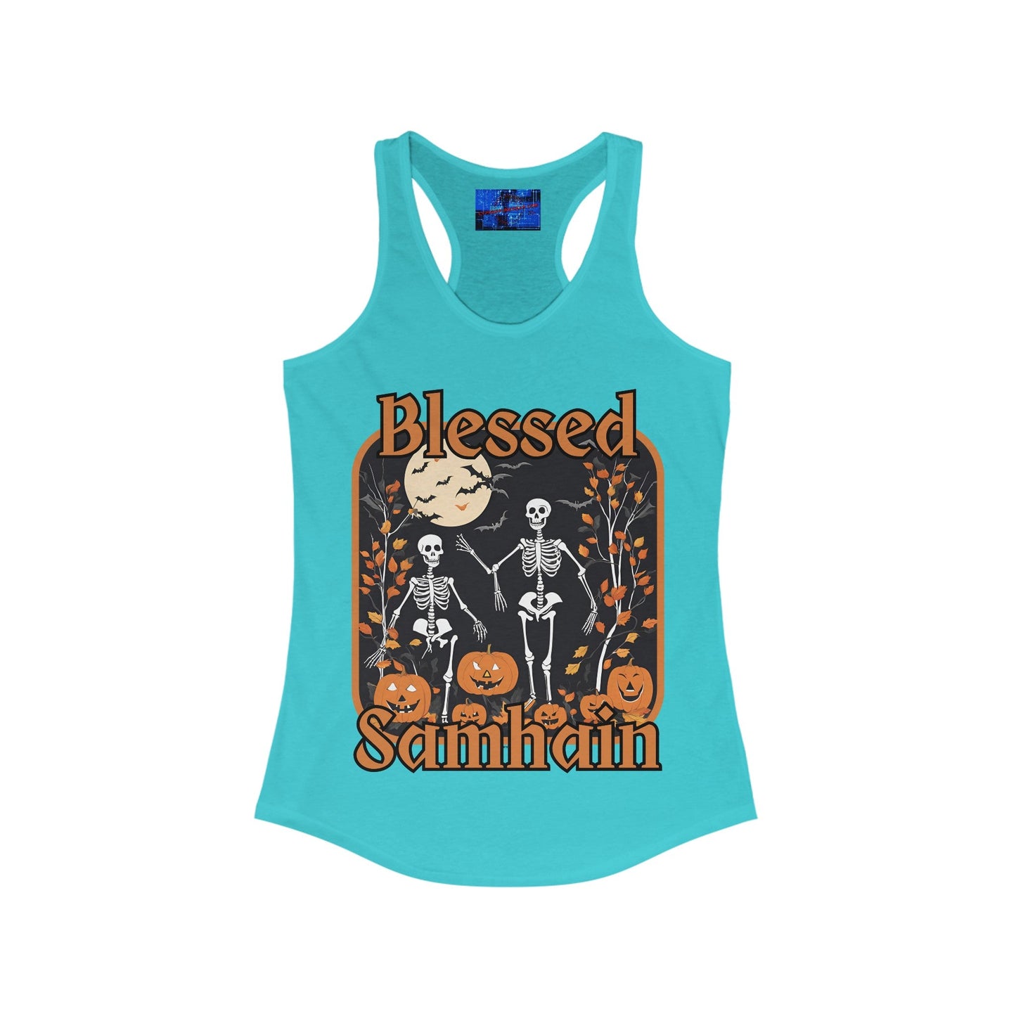 Spooktacular Skeletons of Samhain Women's Racerback Tank Top by cypherpunkgear – cypherpunkgear.com | Cypherpunk Merch