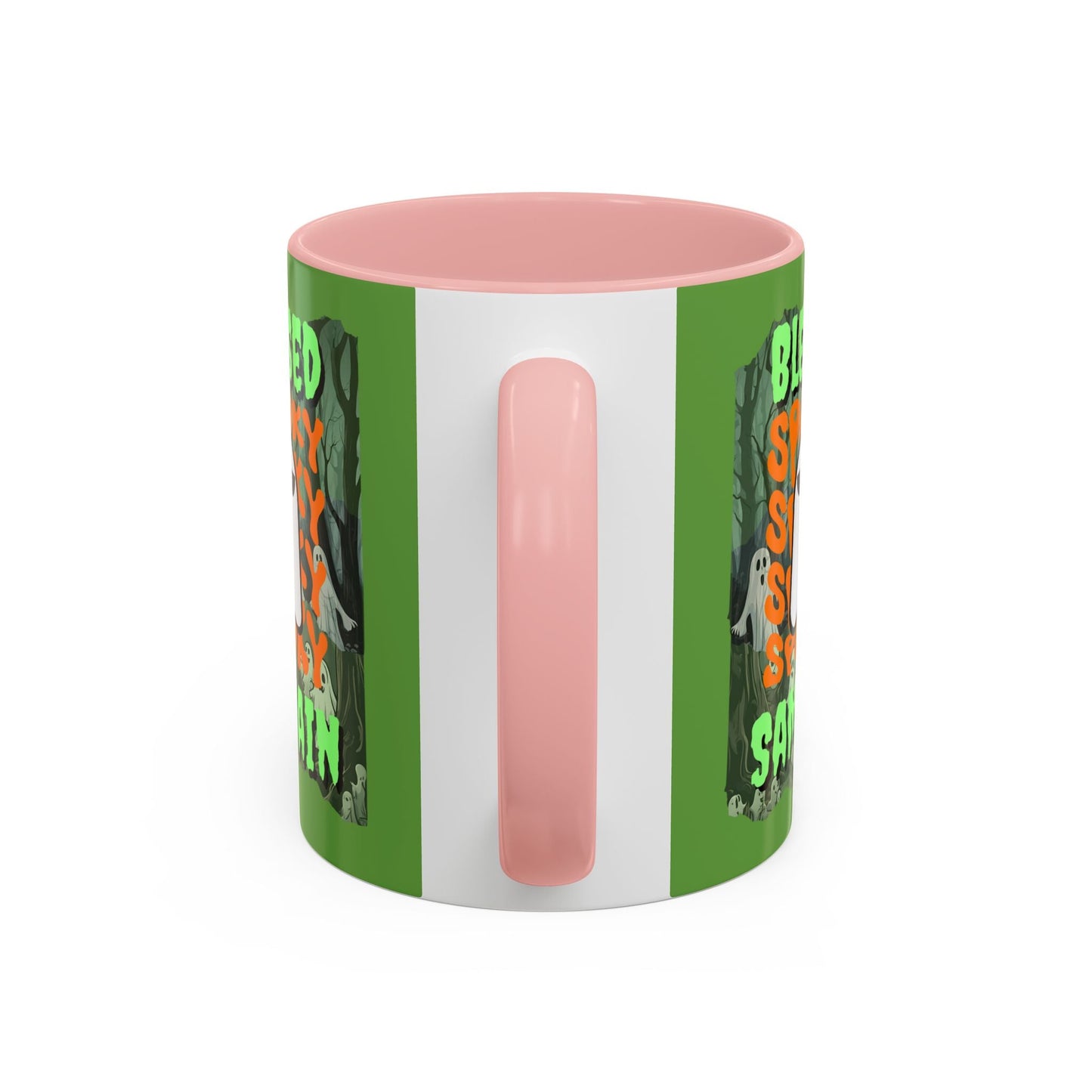 Spooky Blessed Samhain Ghost GNfont Accent Mug by cypherpunkgear – cypherpunkgear.com | Cypherpunk Merch