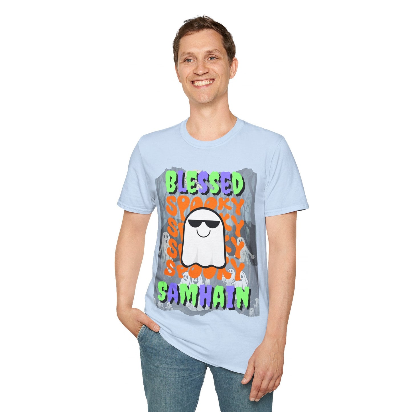 Spooky Blessed Samhain Ghost MXfont Unisex T-Shirt by cypherpunkgear – cypherpunkgear.com | Cypherpunk Merch