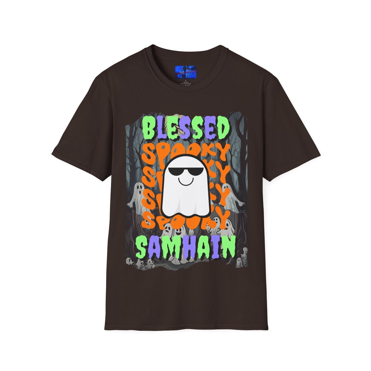 Spooky Blessed Samhain Ghost MXfont Unisex T-Shirt by cypherpunkgear – cypherpunkgear.com | Cypherpunk Merch