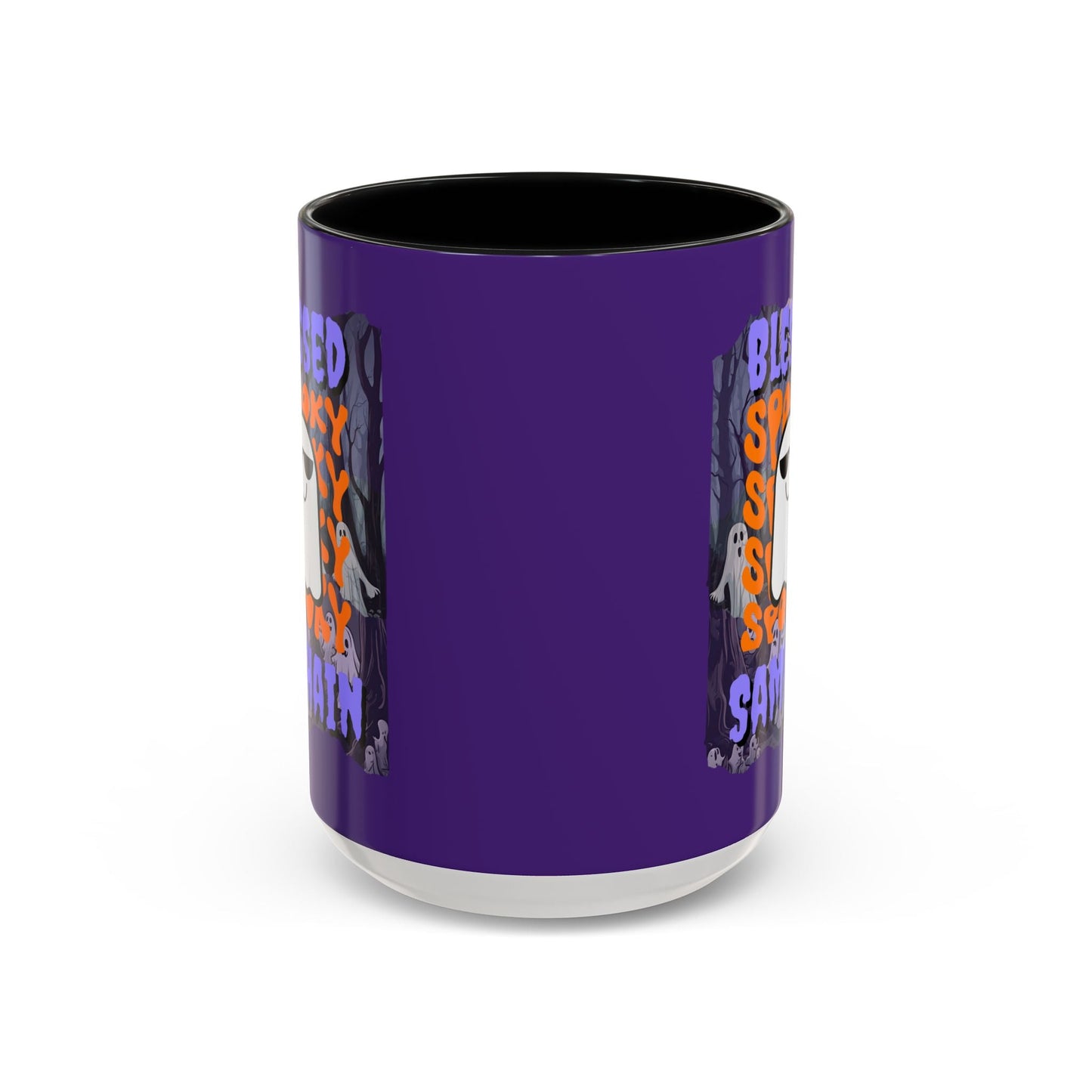 Spooky Blessed Samhain Ghost PRfont Accent Mug by cypherpunkgear – cypherpunkgear.com | Cypherpunk Merch