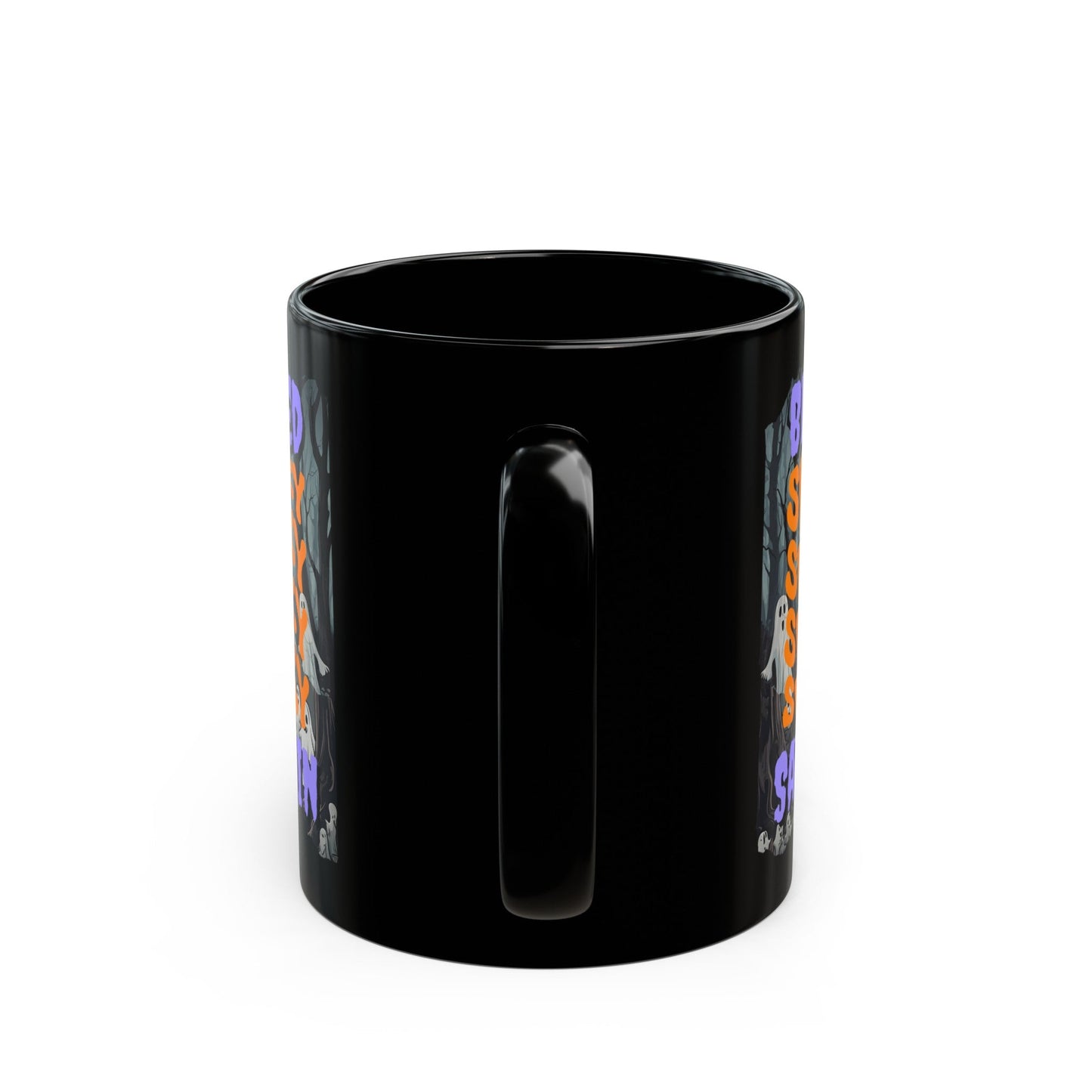 Spooky Blessed Samhain Ghost PRfont Black Mug by cypherpunkgear – cypherpunkgear.com | Cypherpunk Merch