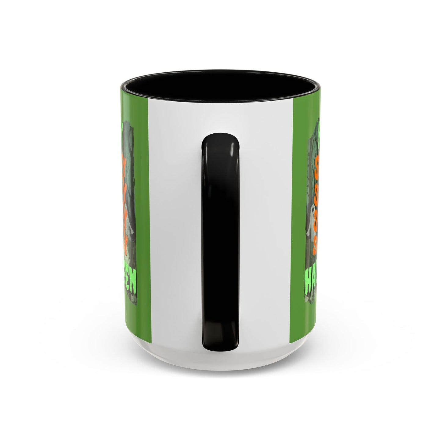Spooky Happy Halloween Ghost GNfont Accent Mug by cypherpunkgear – cypherpunkgear.com | Cypherpunk Merch