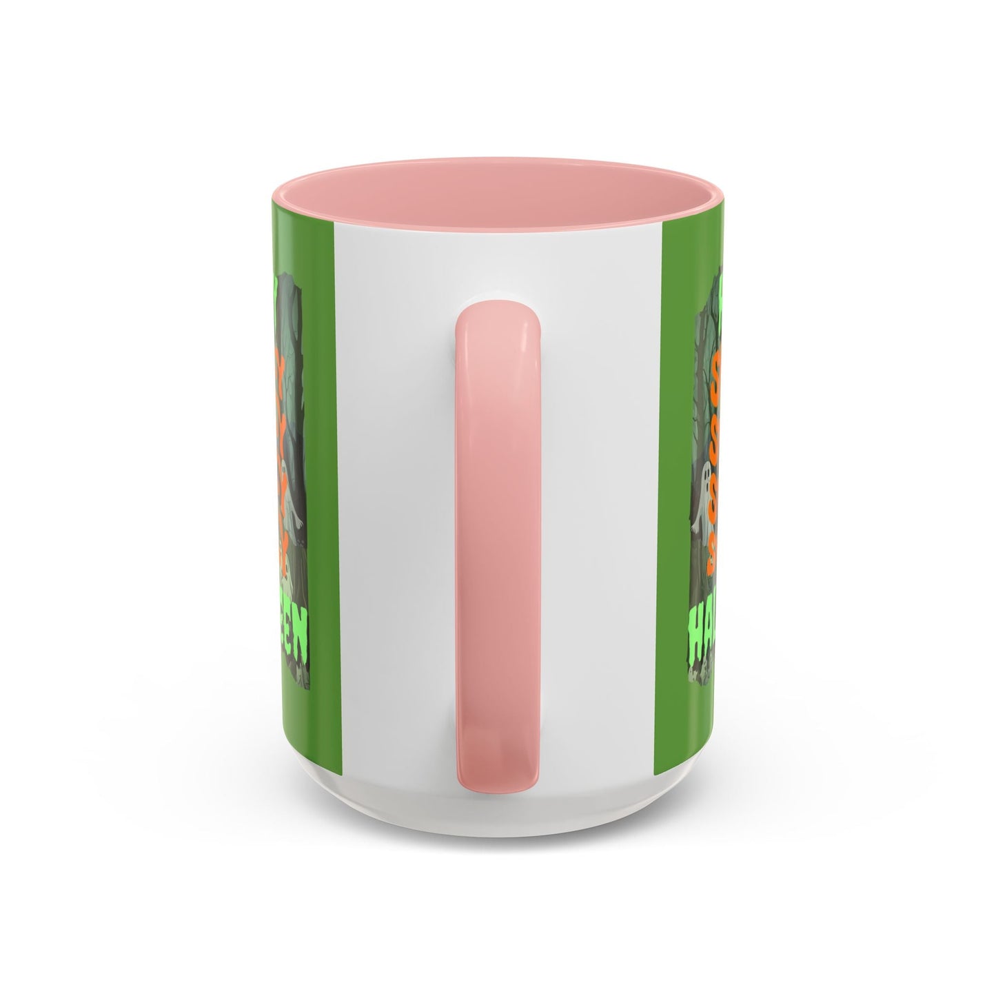 Spooky Happy Halloween Ghost GNfont Accent Mug by cypherpunkgear – cypherpunkgear.com | Cypherpunk Merch