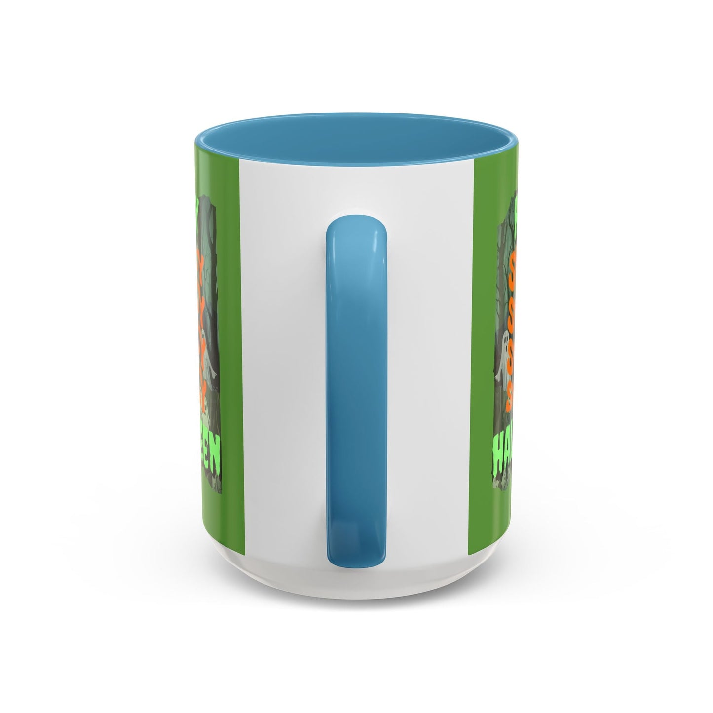 Spooky Happy Halloween Ghost GNfont Accent Mug by cypherpunkgear – cypherpunkgear.com | Cypherpunk Merch
