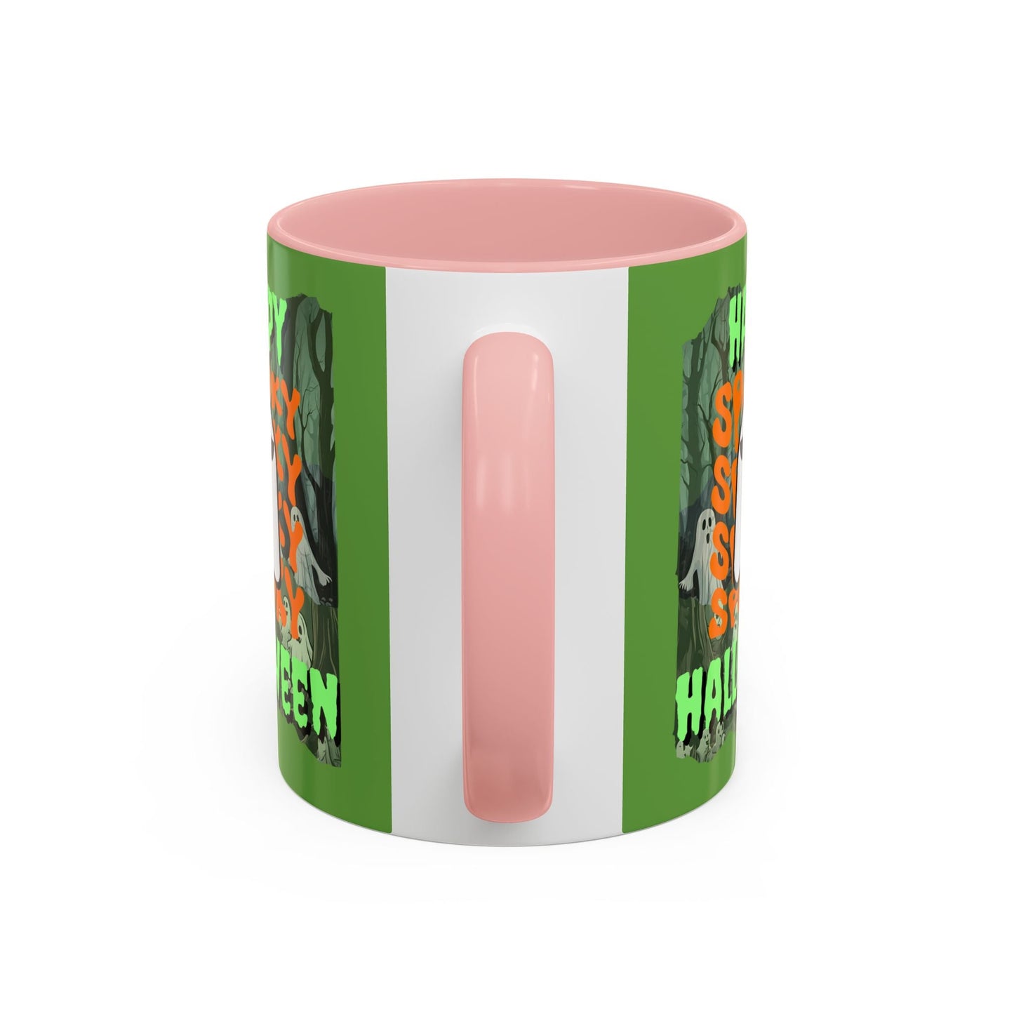 Spooky Happy Halloween Ghost GNfont Accent Mug by cypherpunkgear – cypherpunkgear.com | Cypherpunk Merch