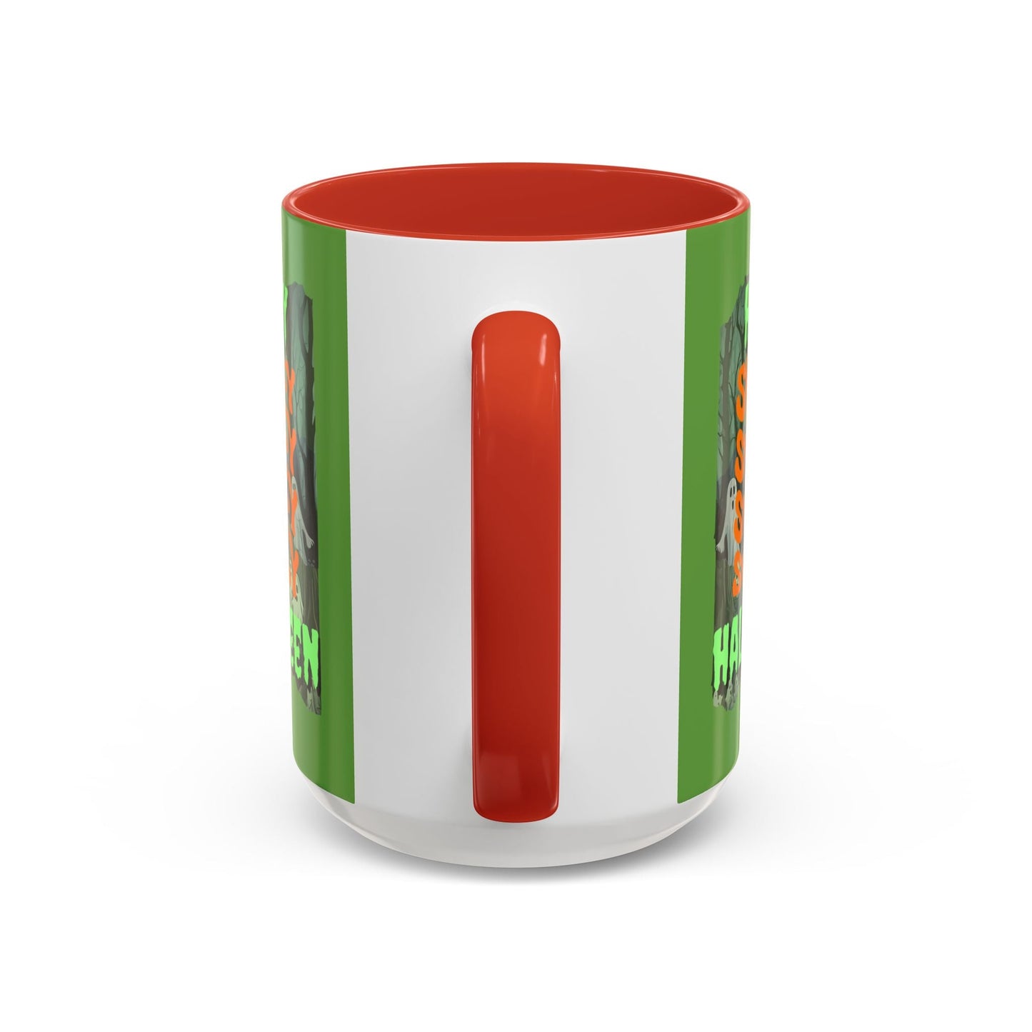 Spooky Happy Halloween Ghost GNfont Accent Mug by cypherpunkgear – cypherpunkgear.com | Cypherpunk Merch