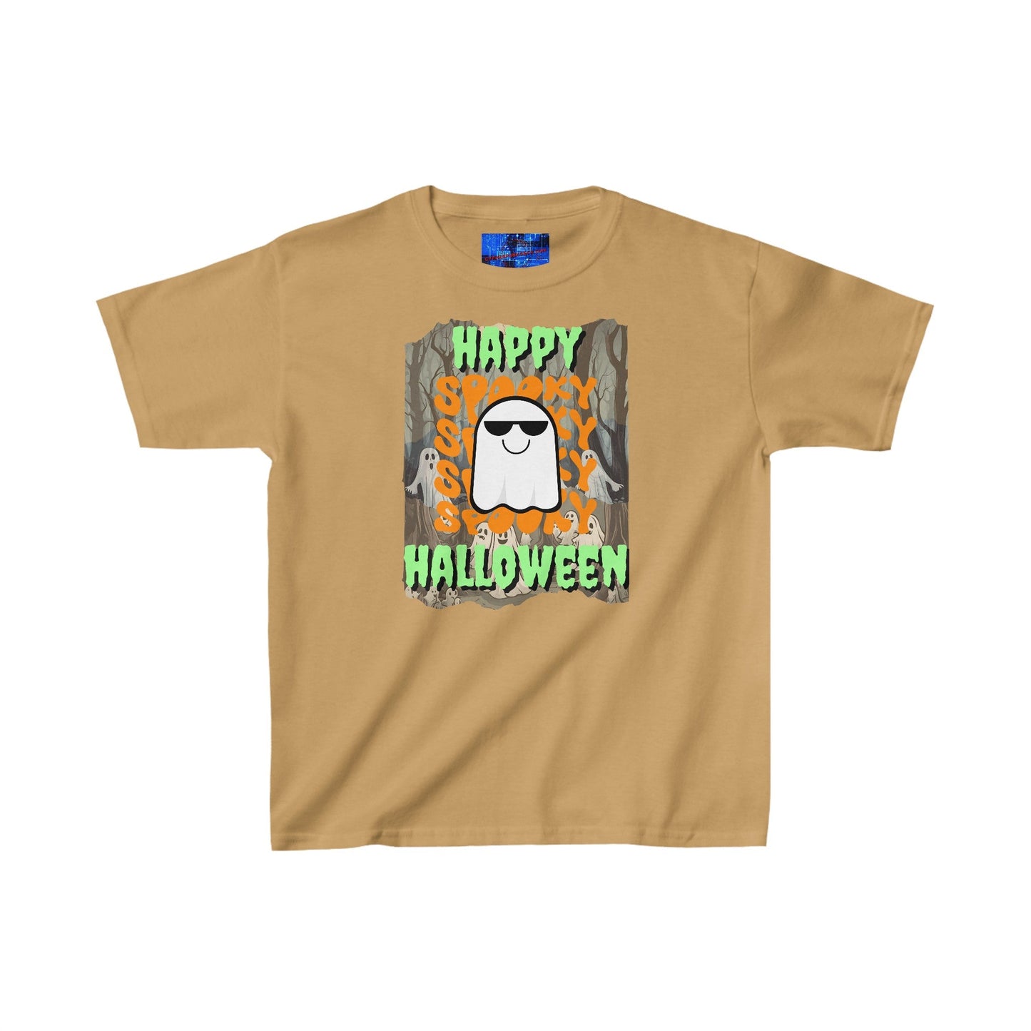 Spooky Happy Halloween Ghost GNfont Kids Heavy Cotton™ Tee by cypherpunkgear – cypherpunkgear.com | Cypherpunk Merch
