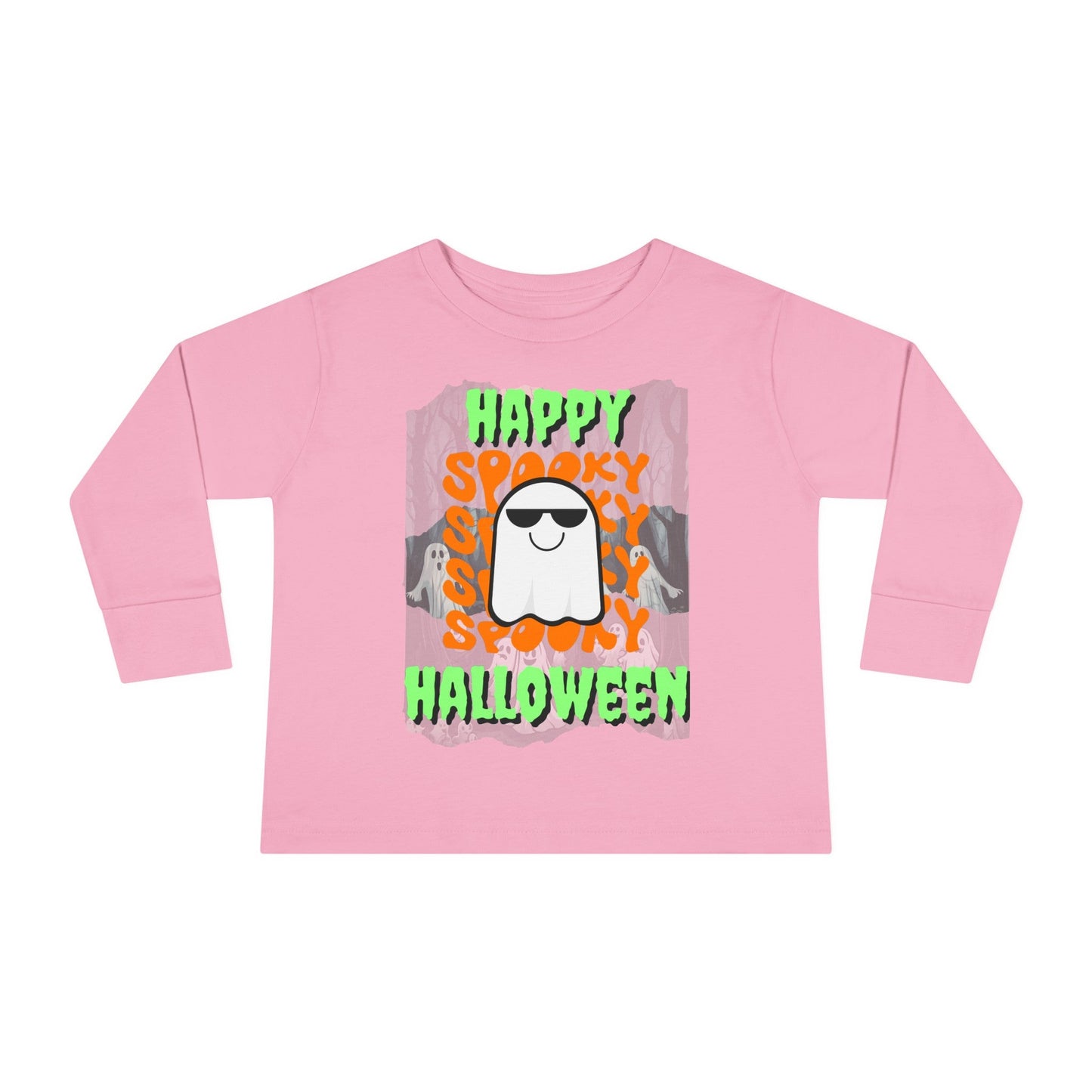 Spooky Happy Halloween Ghost GNfont Toddler Long Sleeve Tee by cypherpunkgear – cypherpunkgear.com | Cypherpunk Merch
