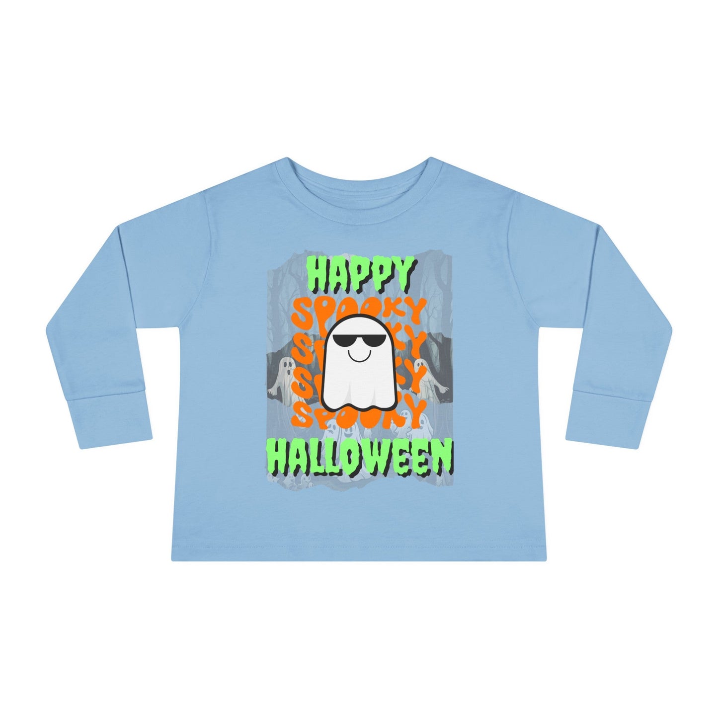 Spooky Happy Halloween Ghost GNfont Toddler Long Sleeve Tee by cypherpunkgear – cypherpunkgear.com | Cypherpunk Merch