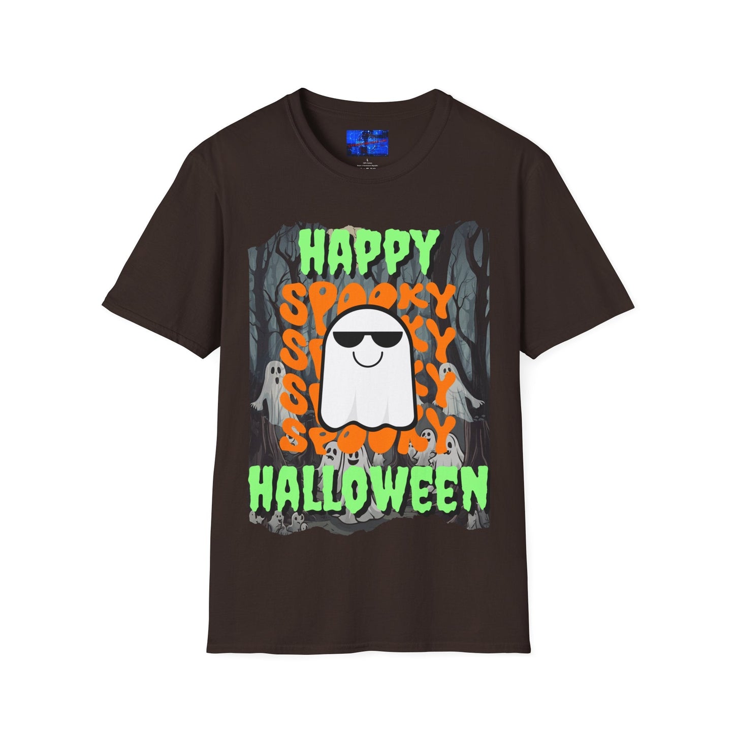 Spooky Happy Halloween Ghost GNfont Unisex T-Shirt by cypherpunkgear – cypherpunkgear.com | Cypherpunk Merch