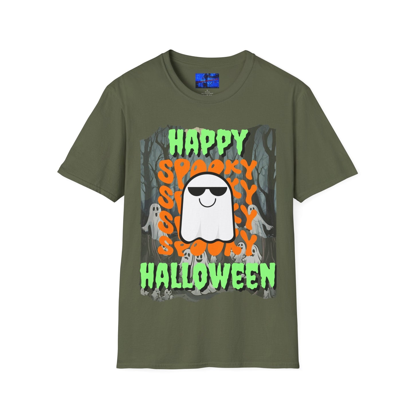 Spooky Happy Halloween Ghost GNfont Unisex T-Shirt by cypherpunkgear – cypherpunkgear.com | Cypherpunk Merch