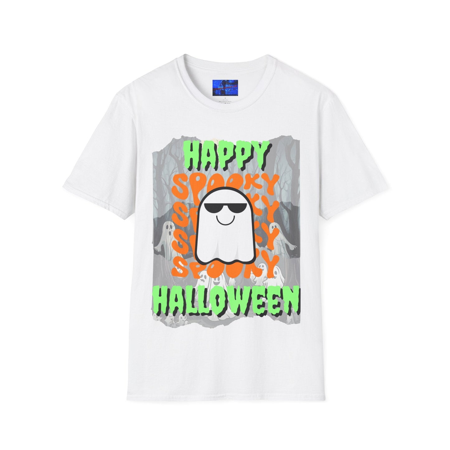 Spooky Happy Halloween Ghost GNfont Unisex T-Shirt by cypherpunkgear – cypherpunkgear.com | Cypherpunk Merch