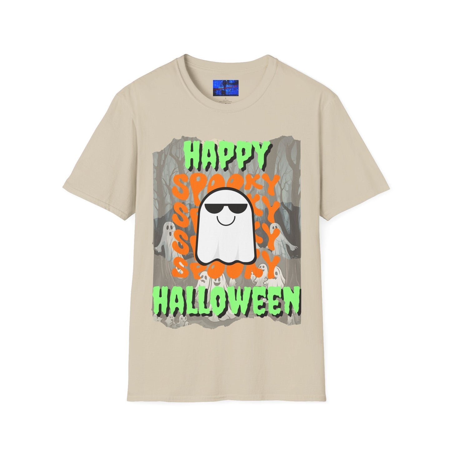 Spooky Happy Halloween Ghost GNfont Unisex T-Shirt by cypherpunkgear – cypherpunkgear.com | Cypherpunk Merch