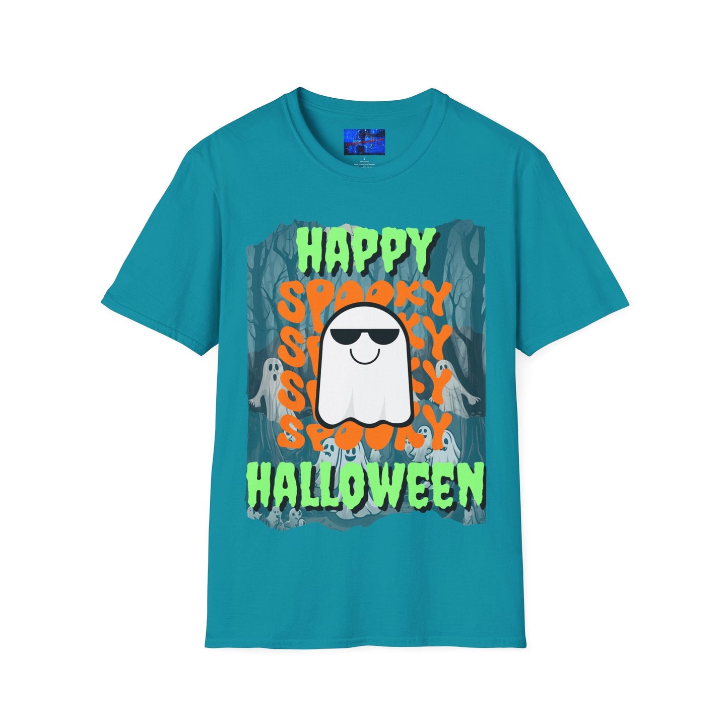 Spooky Happy Halloween Ghost GNfont Unisex T-Shirt by cypherpunkgear – cypherpunkgear.com | Cypherpunk Merch