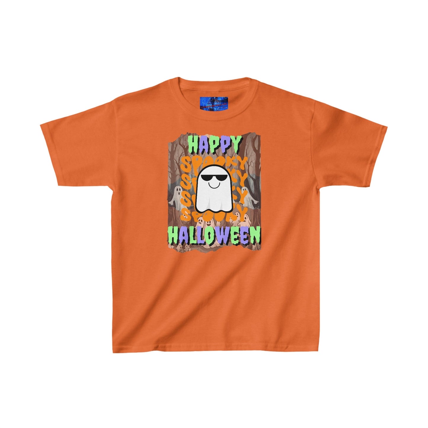 Spooky Happy Halloween Ghost MXfont Kids Heavy Cotton™ Tee by cypherpunkgear – cypherpunkgear.com | Cypherpunk Merch