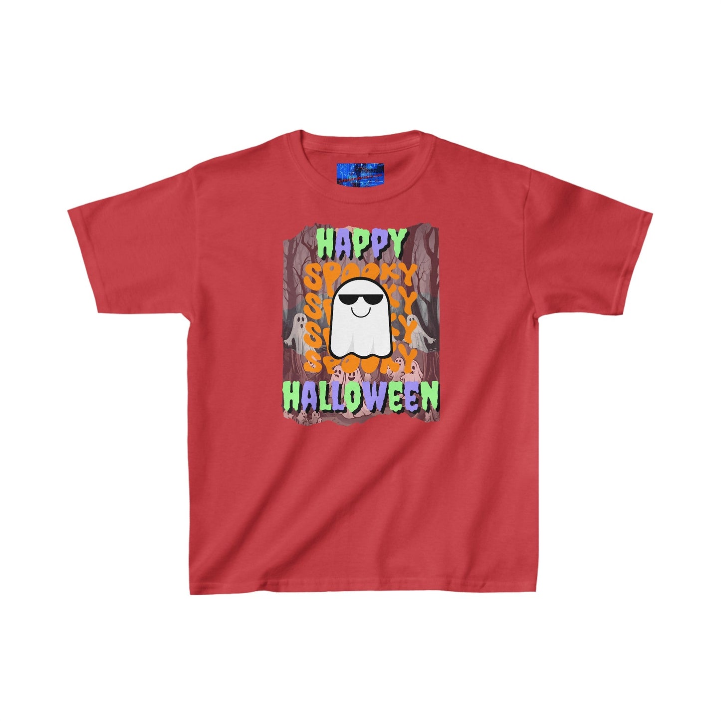 Spooky Happy Halloween Ghost MXfont Kids Heavy Cotton™ Tee by cypherpunkgear – cypherpunkgear.com | Cypherpunk Merch