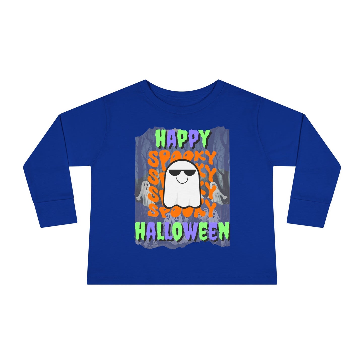Spooky Happy Halloween Ghost MXfont Toddler Long Sleeve Tee by cypherpunkgear – cypherpunkgear.com | Cypherpunk Merch