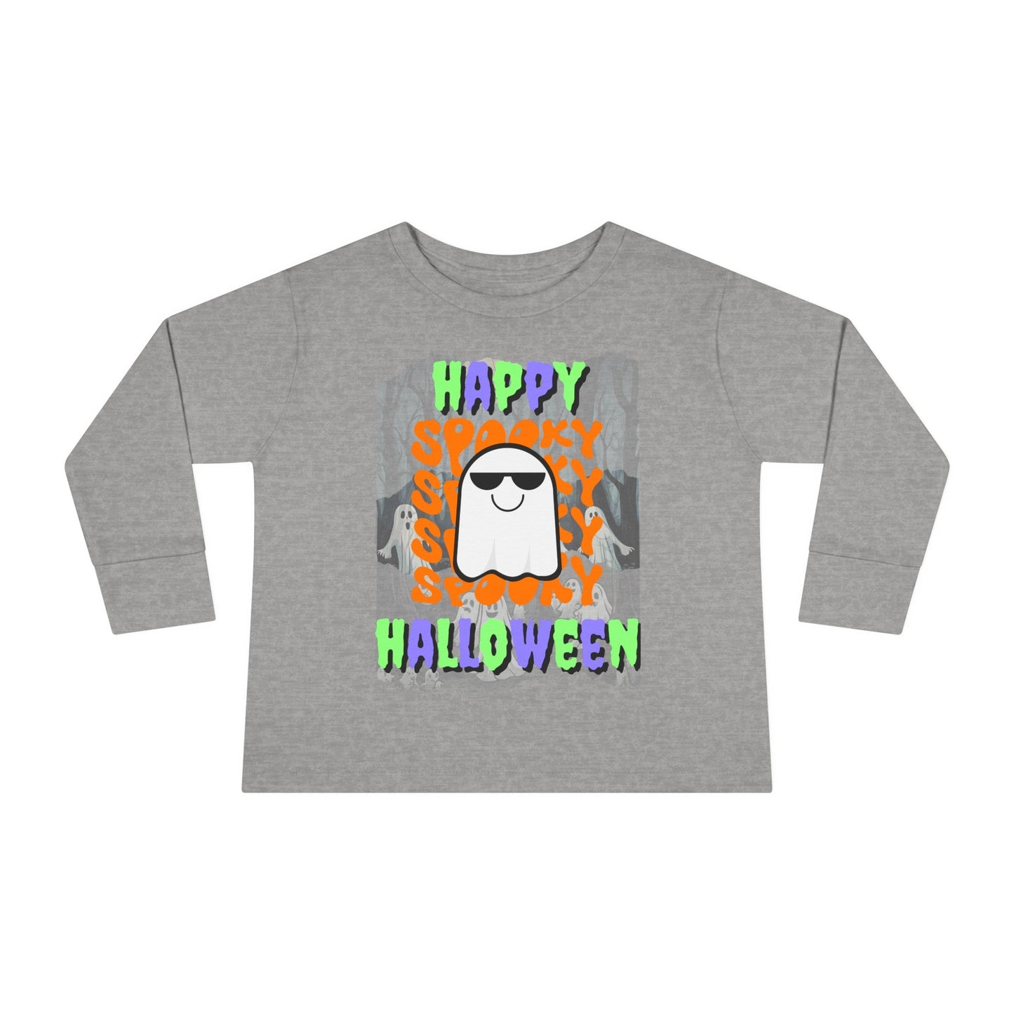 Spooky Happy Halloween Ghost MXfont Toddler Long Sleeve Tee by cypherpunkgear – cypherpunkgear.com | Cypherpunk Merch