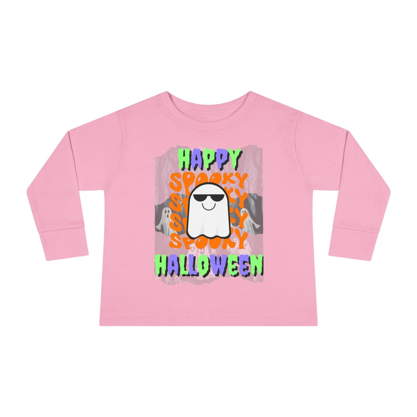 Spooky Happy Halloween Ghost MXfont Toddler Long Sleeve Tee by cypherpunkgear – cypherpunkgear.com | Cypherpunk Merch