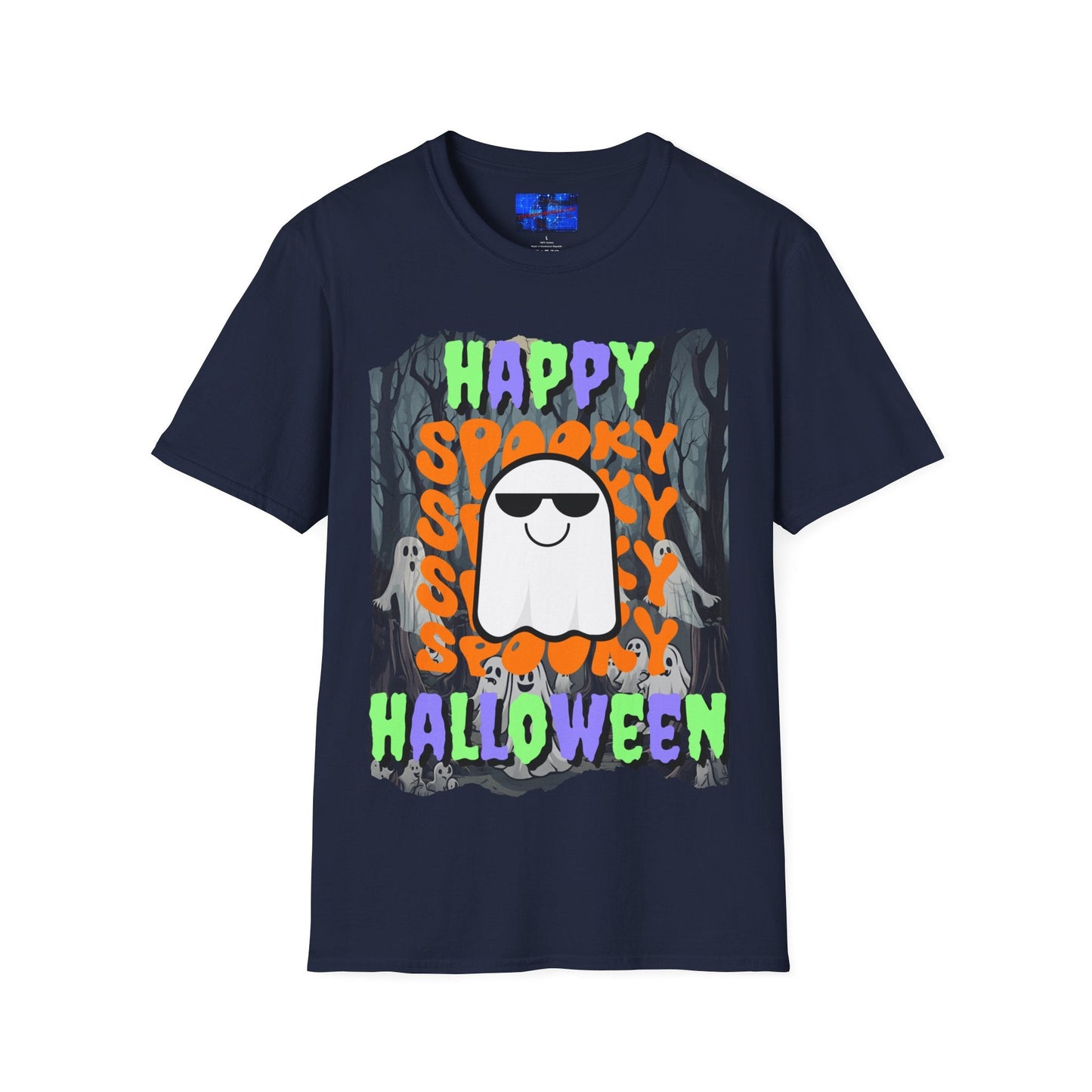 Spooky Happy Halloween Ghost MXfont Unisex T-Shirt by cypherpunkgear – cypherpunkgear.com | Cypherpunk Merch